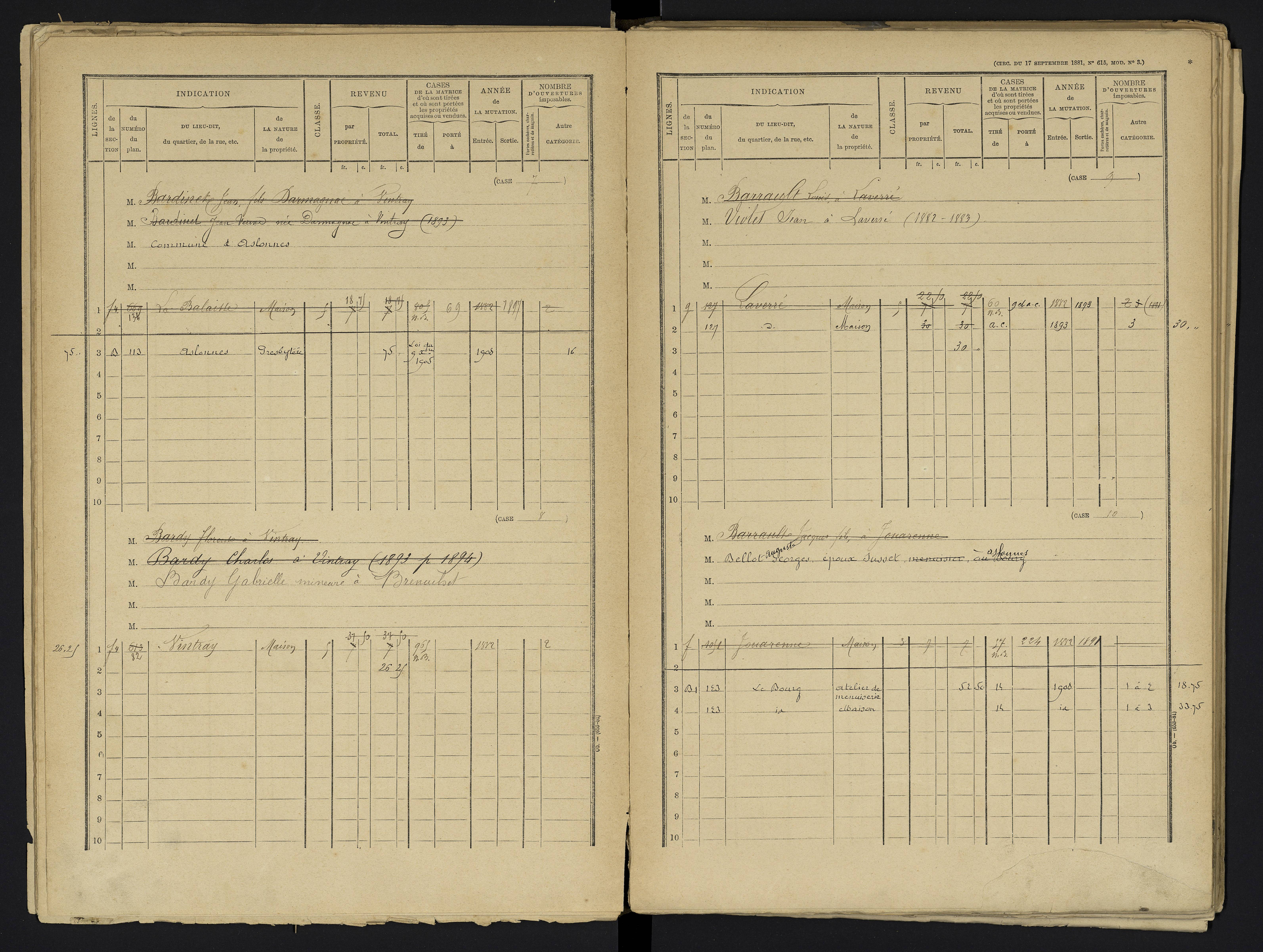 Aslonnes - FRAD086_cadastre Cases 1-256 