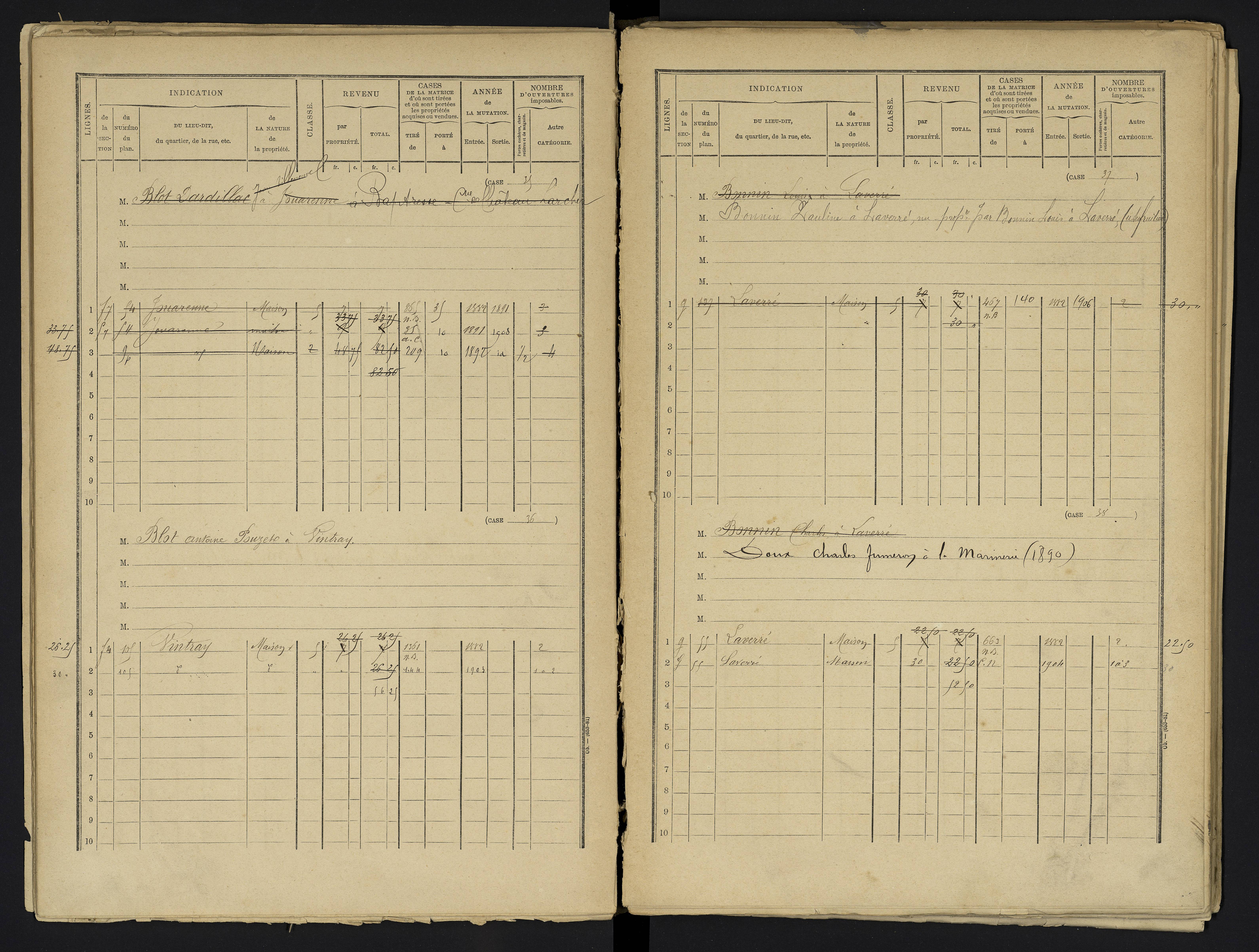 Aslonnes - FRAD086_cadastre Cases 1-256 