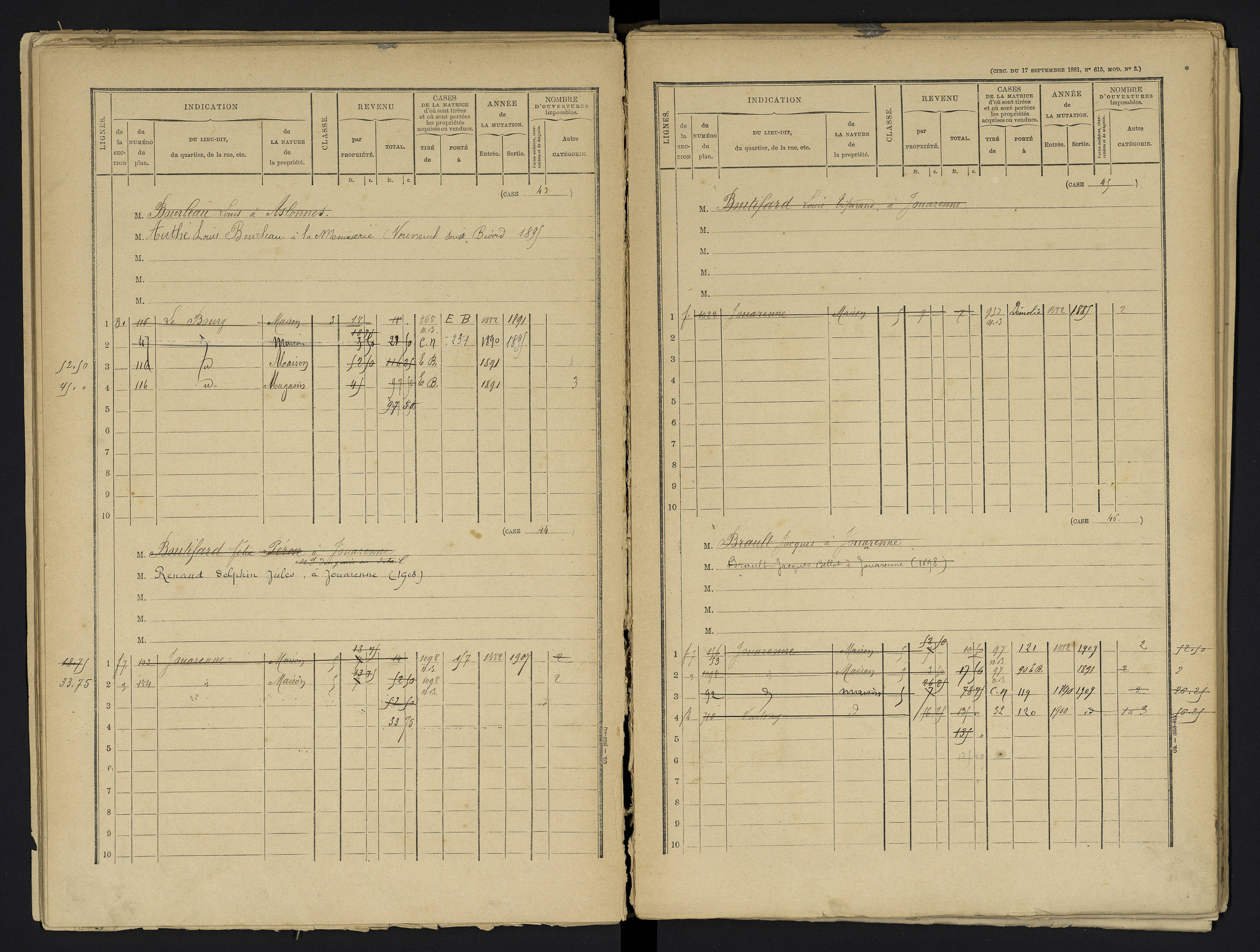 Aslonnes - FRAD086_cadastre Cases 1-256 