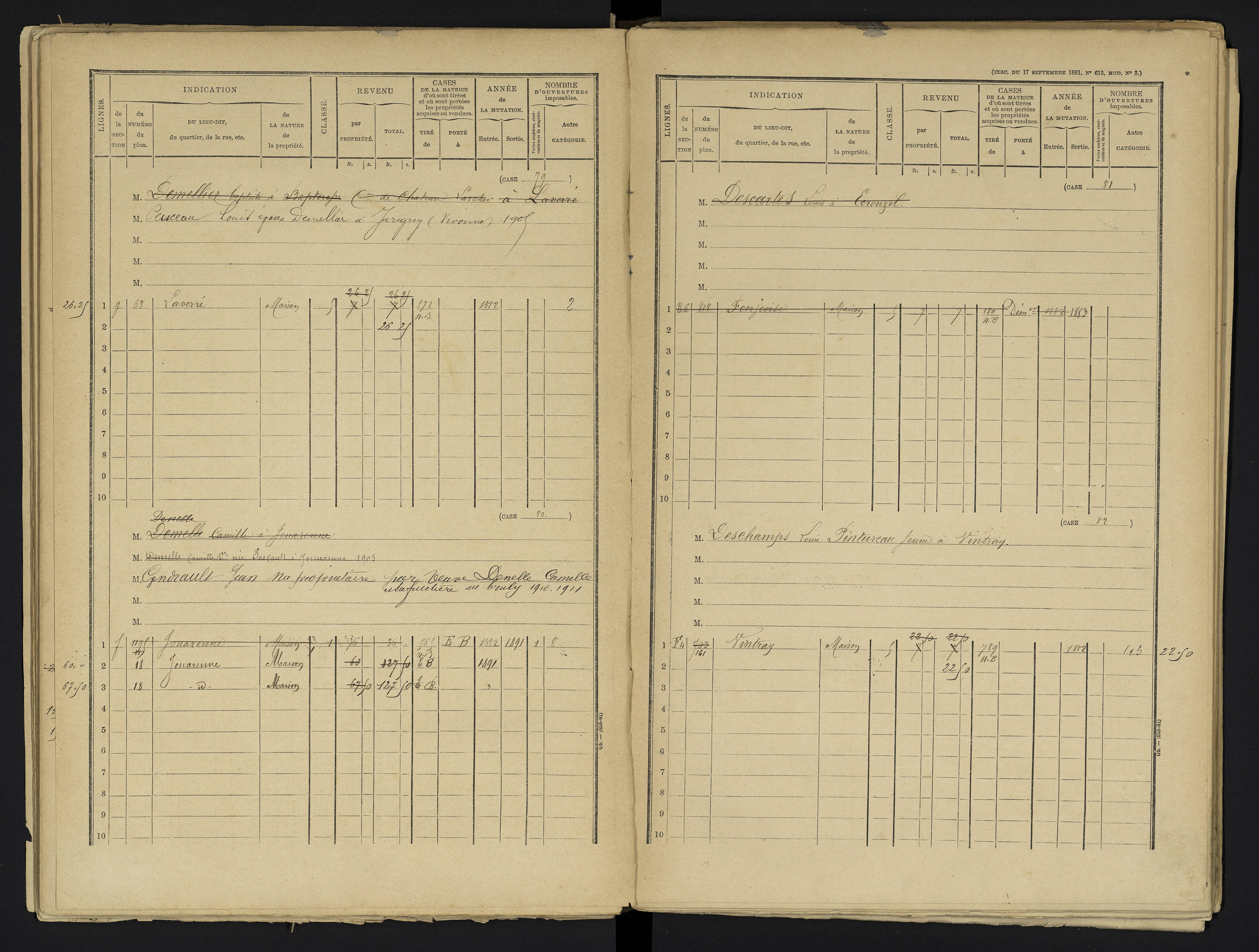 Aslonnes - FRAD086_cadastre Cases 1-256 
