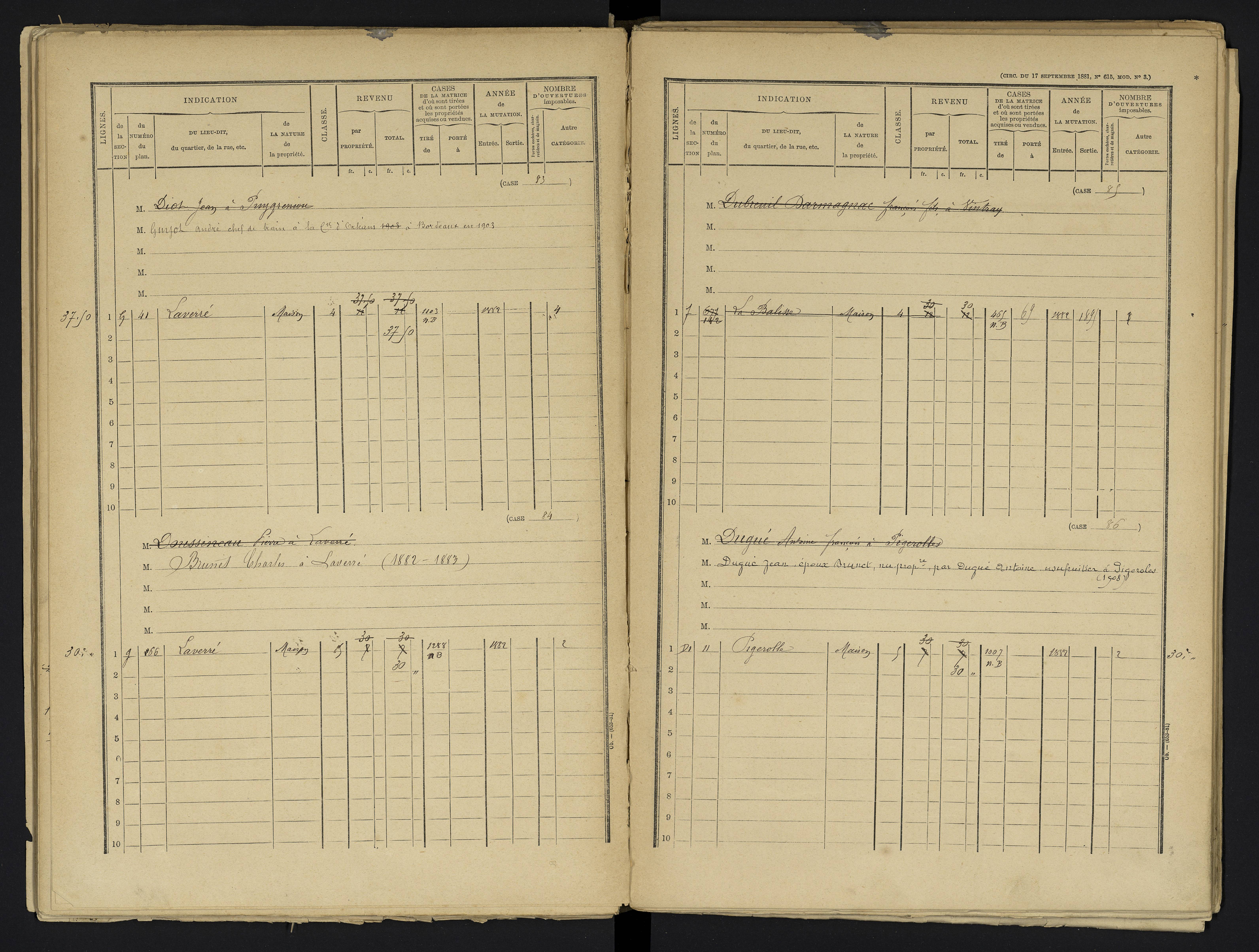 Aslonnes - FRAD086_cadastre Cases 1-256 