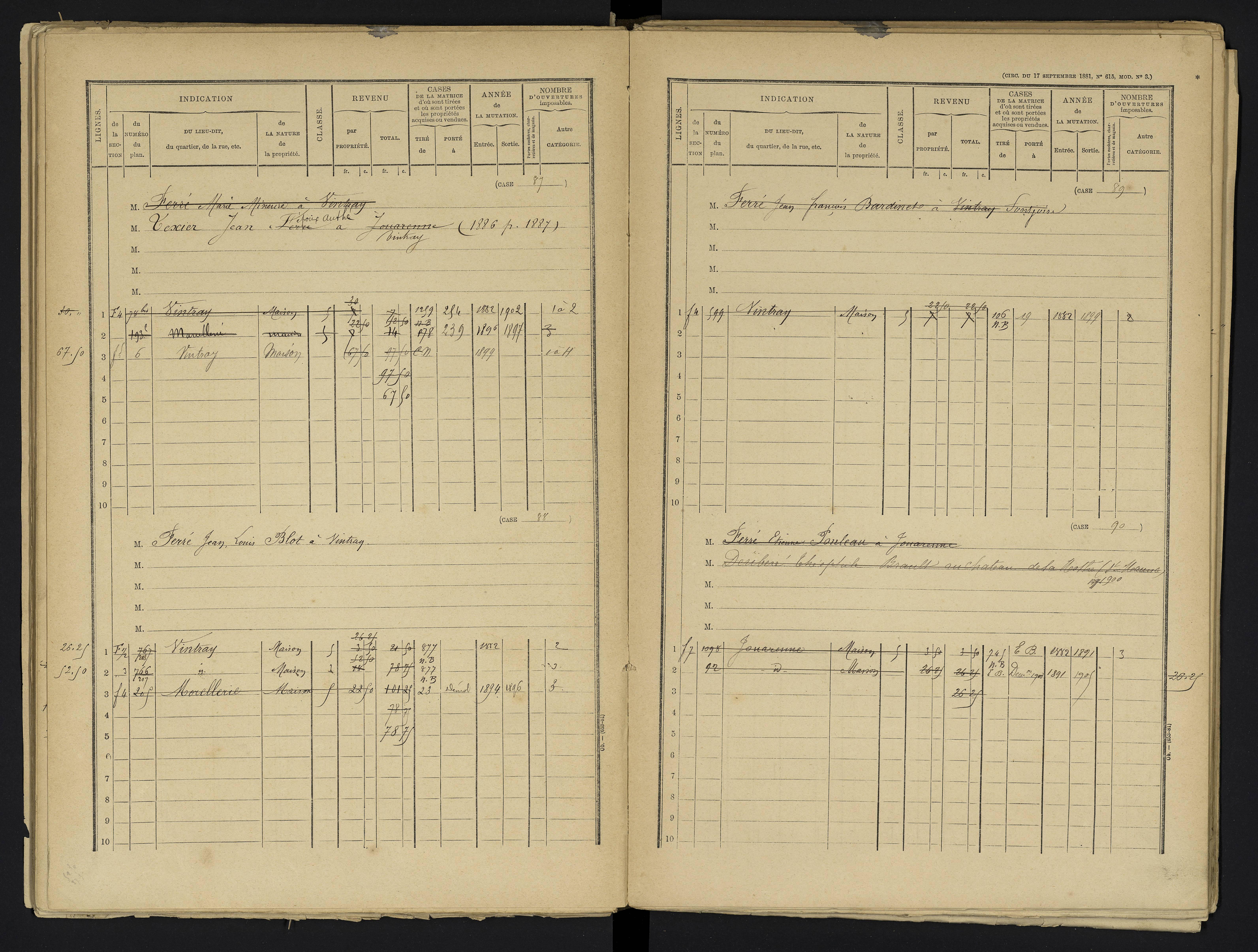 Aslonnes - FRAD086_cadastre Cases 1-256 