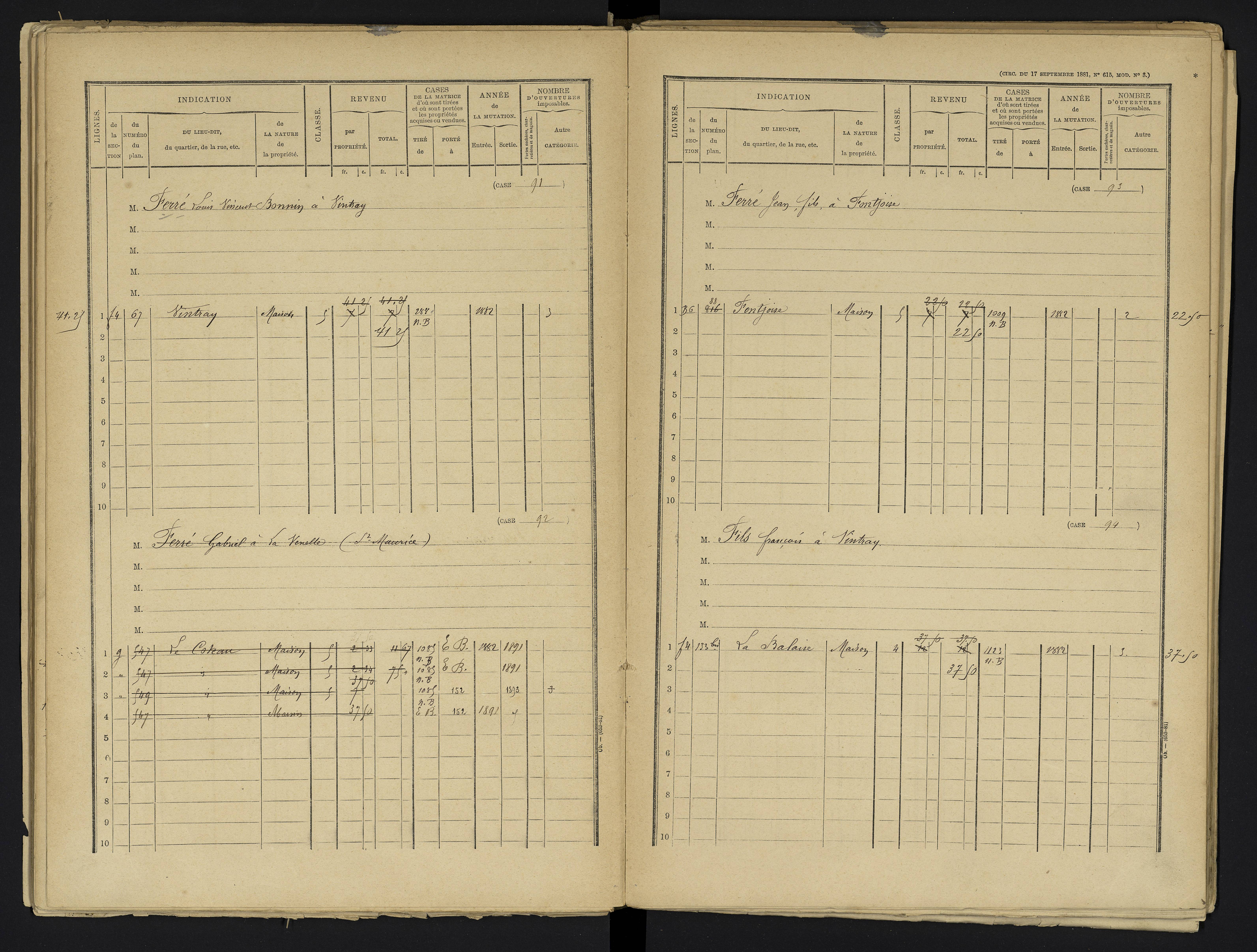 Aslonnes - FRAD086_cadastre Cases 1-256 
