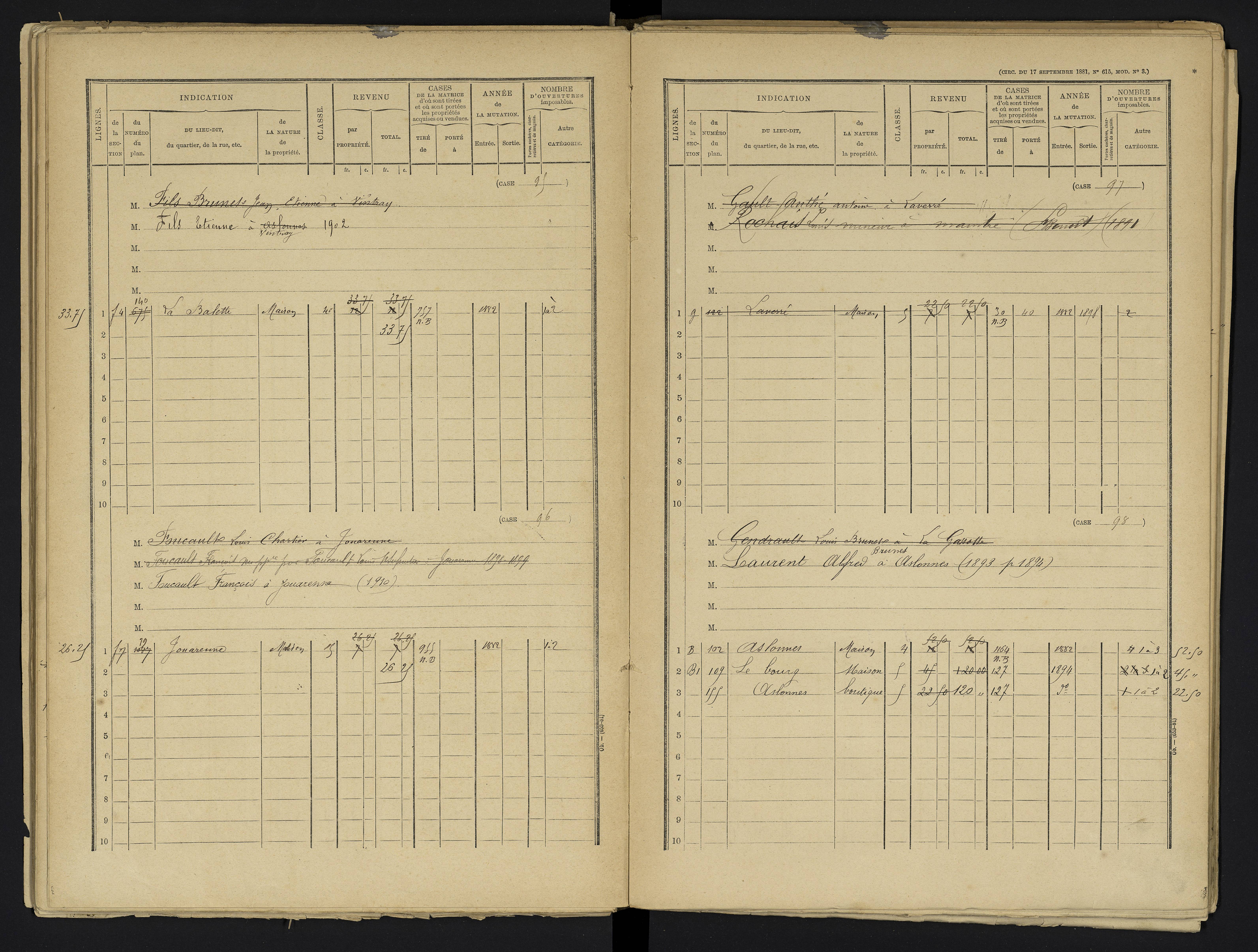 Aslonnes - FRAD086_cadastre Cases 1-256 
