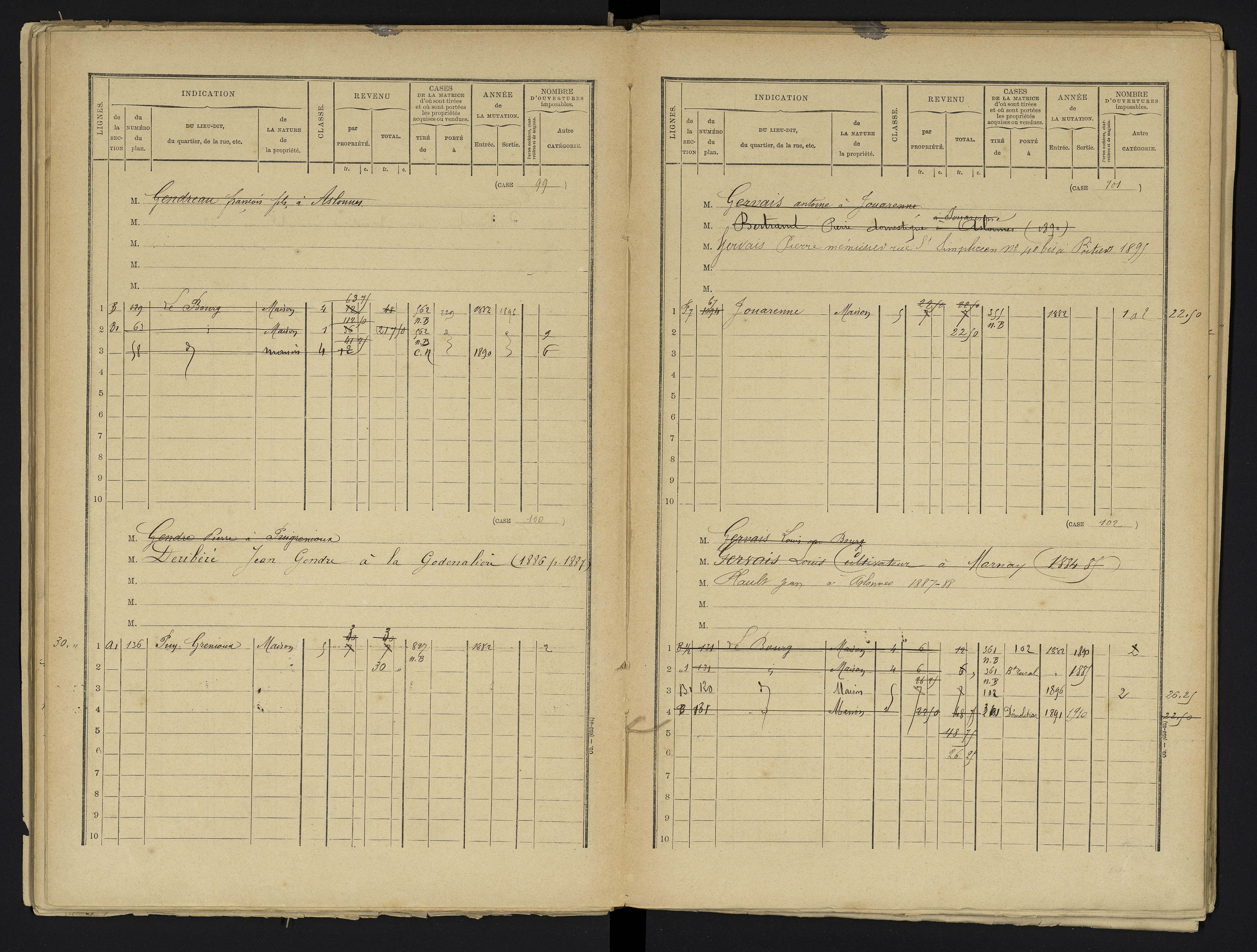 Aslonnes - FRAD086_cadastre Cases 1-256 