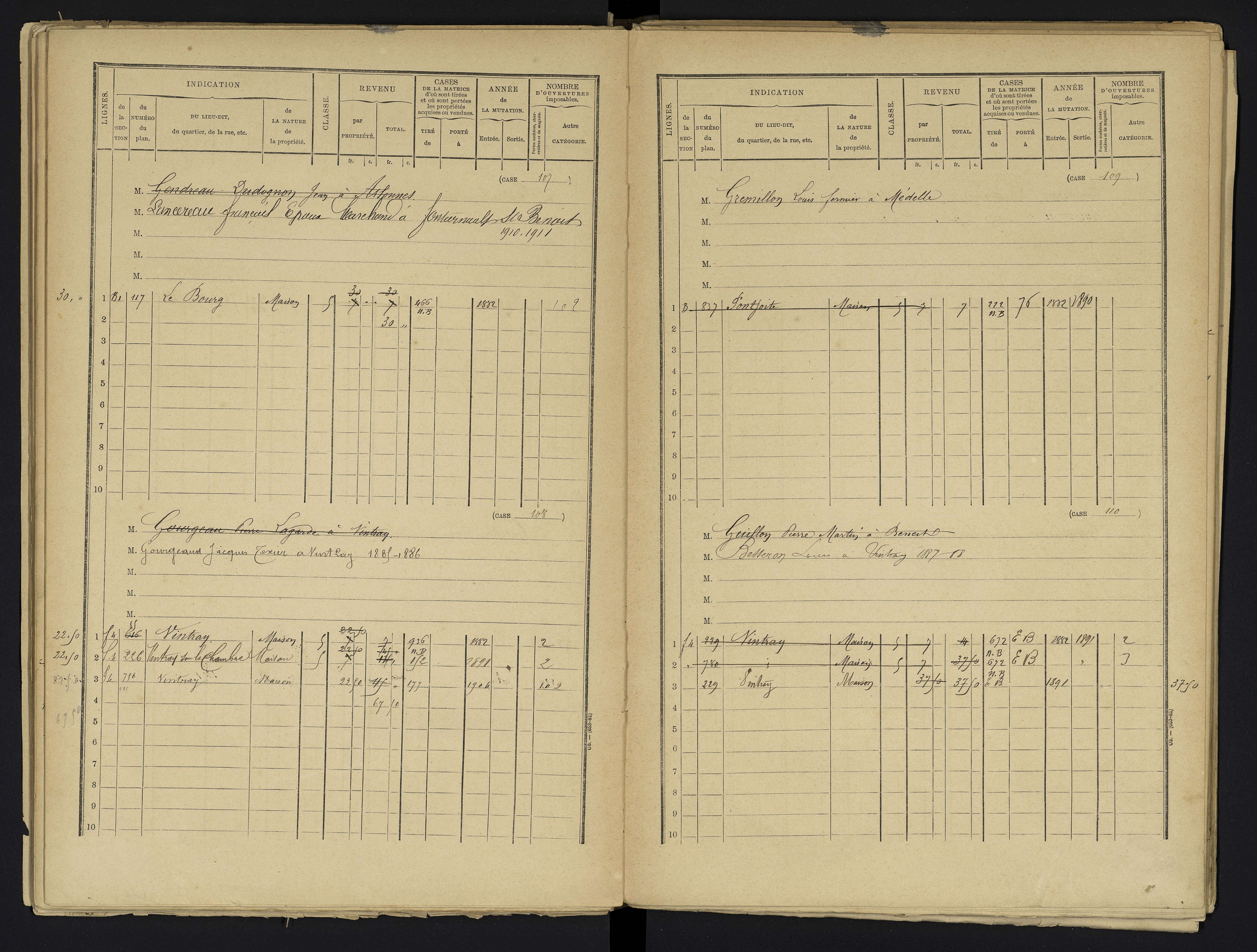 Aslonnes - FRAD086_cadastre Cases 1-256 
