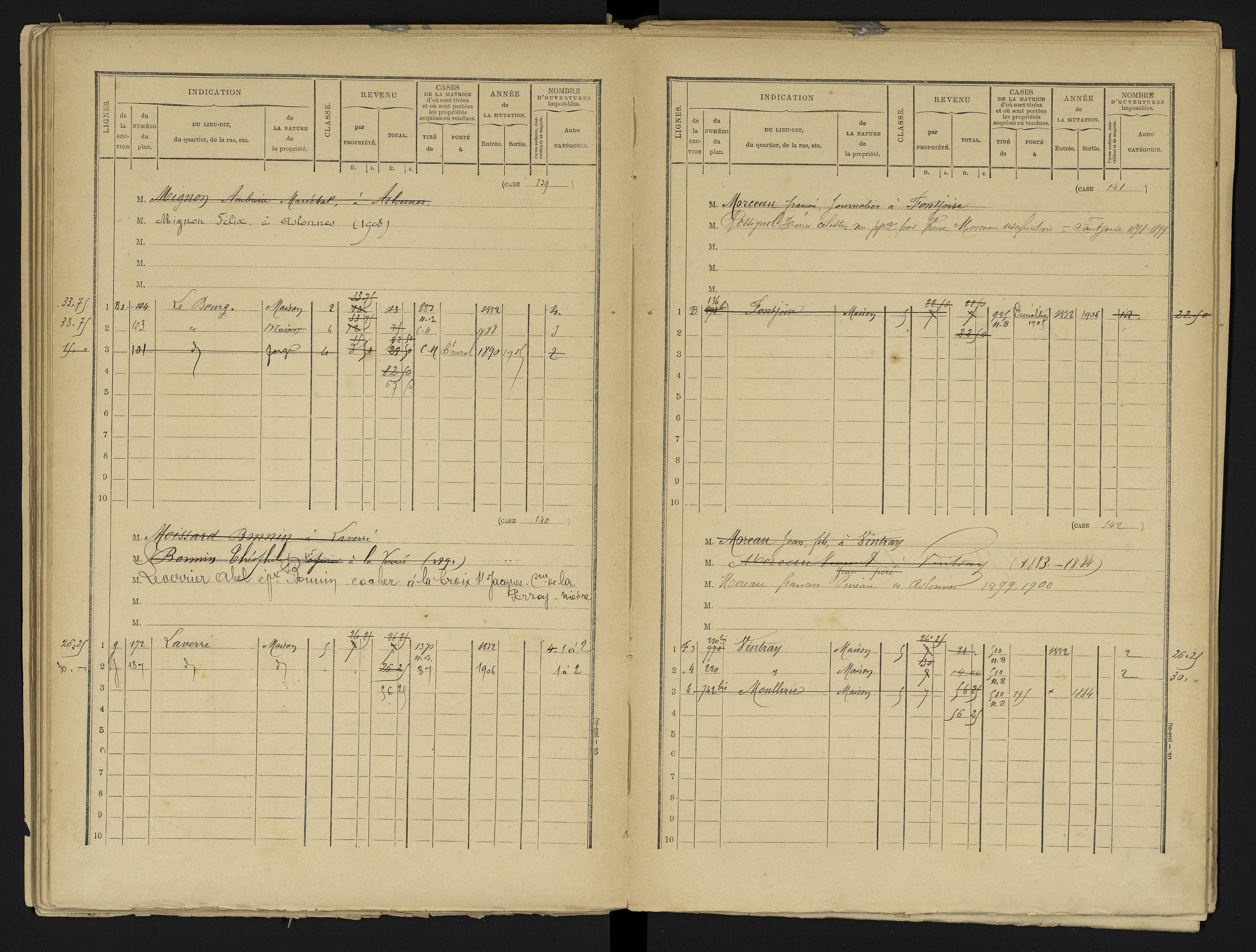 Aslonnes - FRAD086_cadastre Cases 1-256 