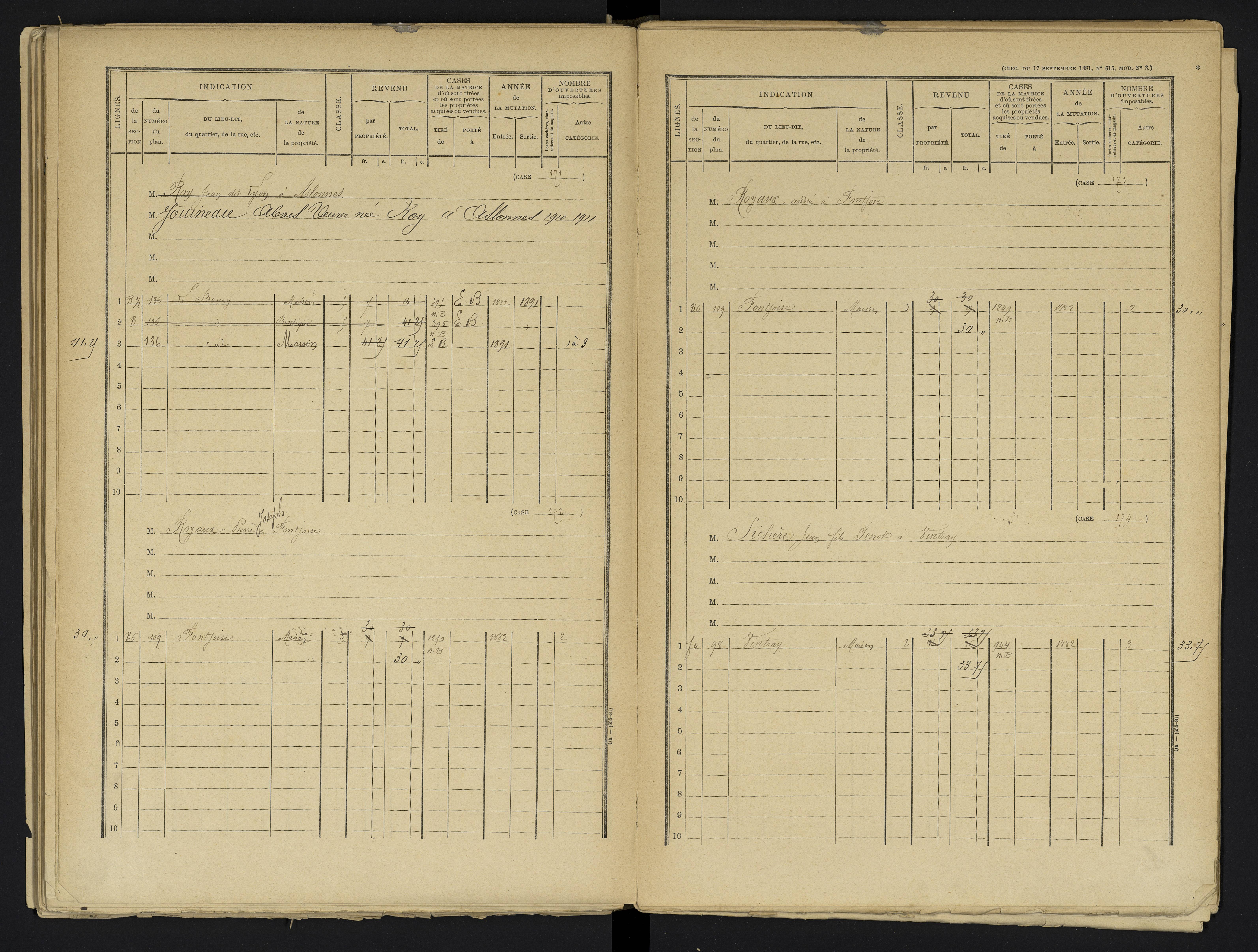 Aslonnes - FRAD086_cadastre Cases 1-256 
