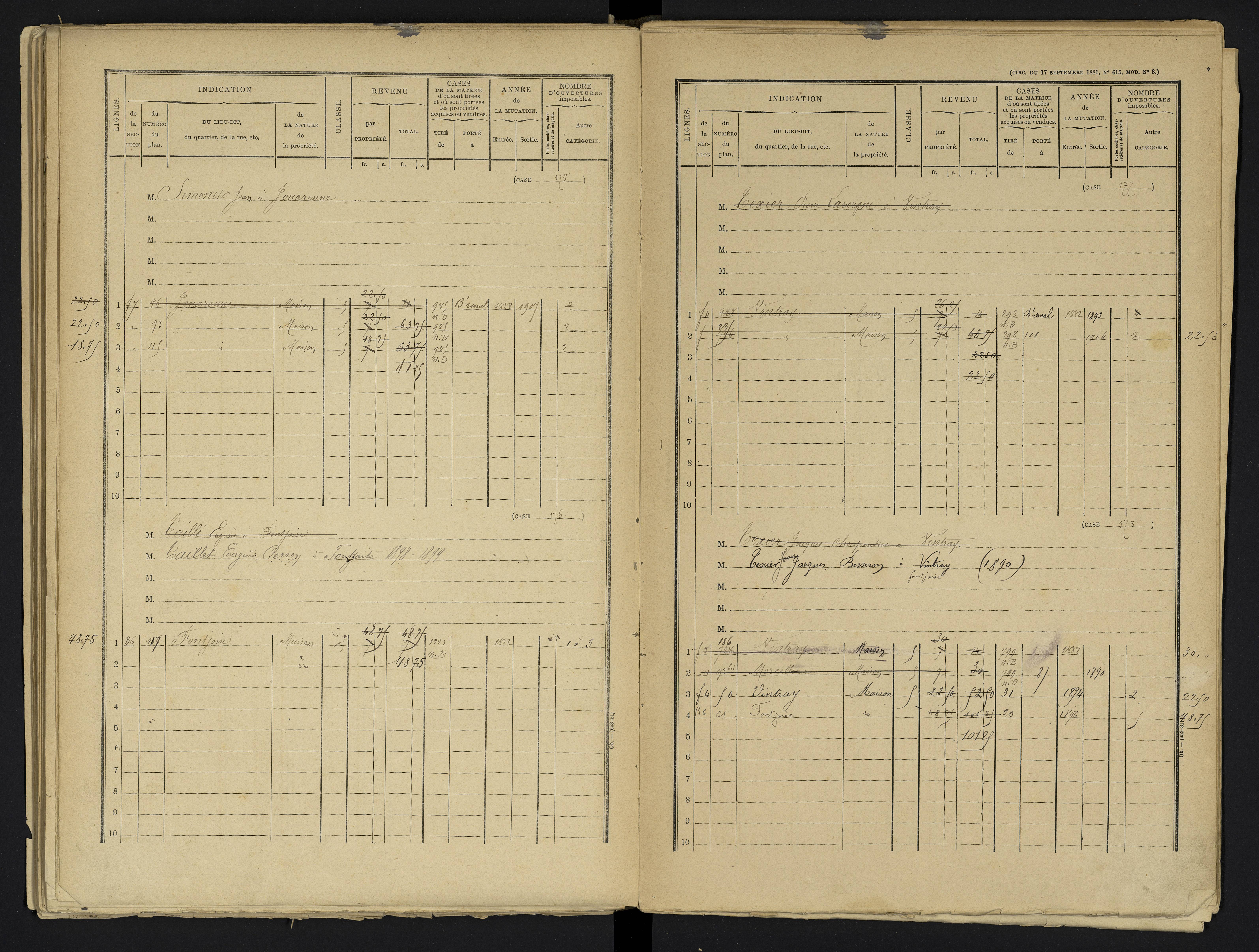 Aslonnes - FRAD086_cadastre Cases 1-256 