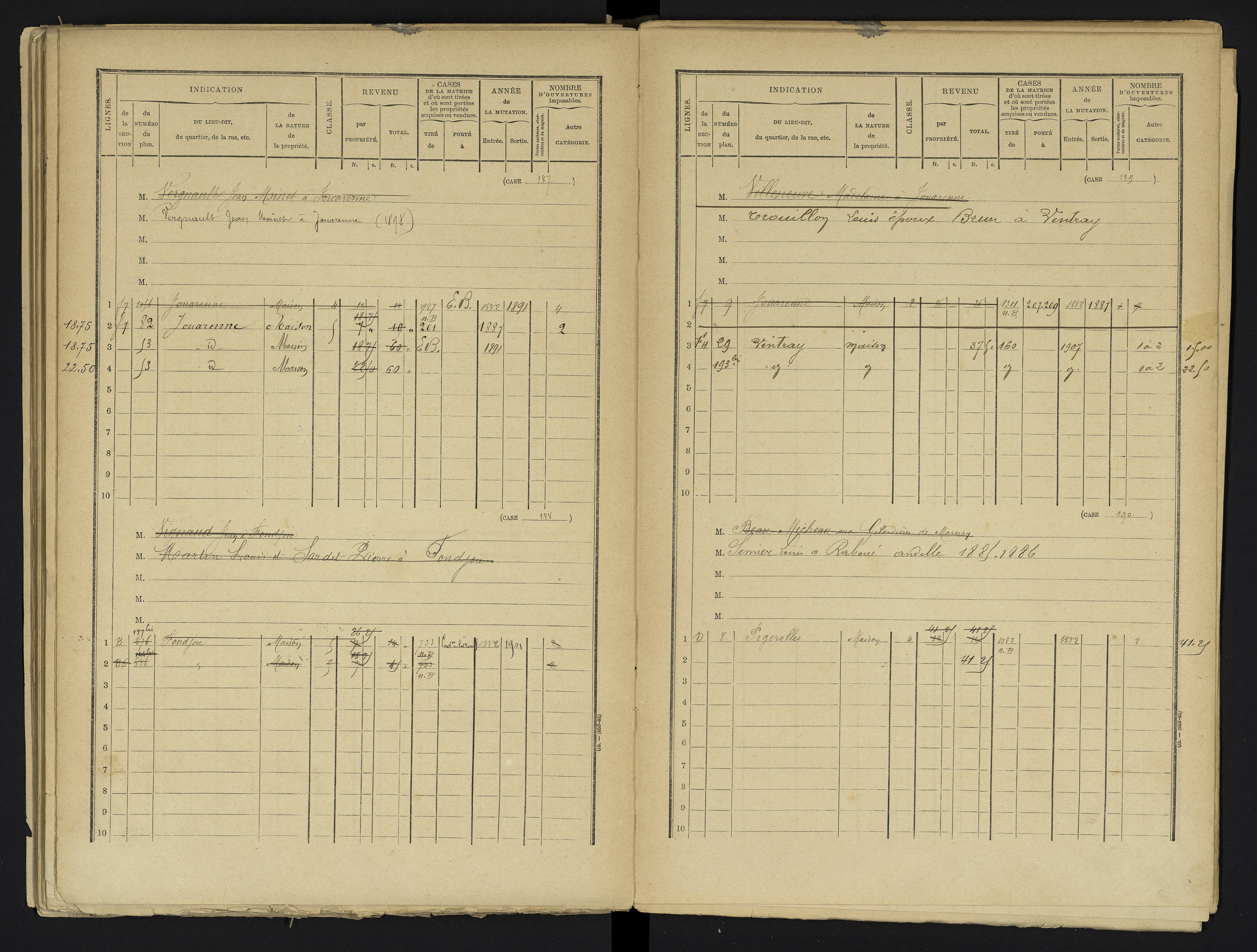 Aslonnes - FRAD086_cadastre Cases 1-256 