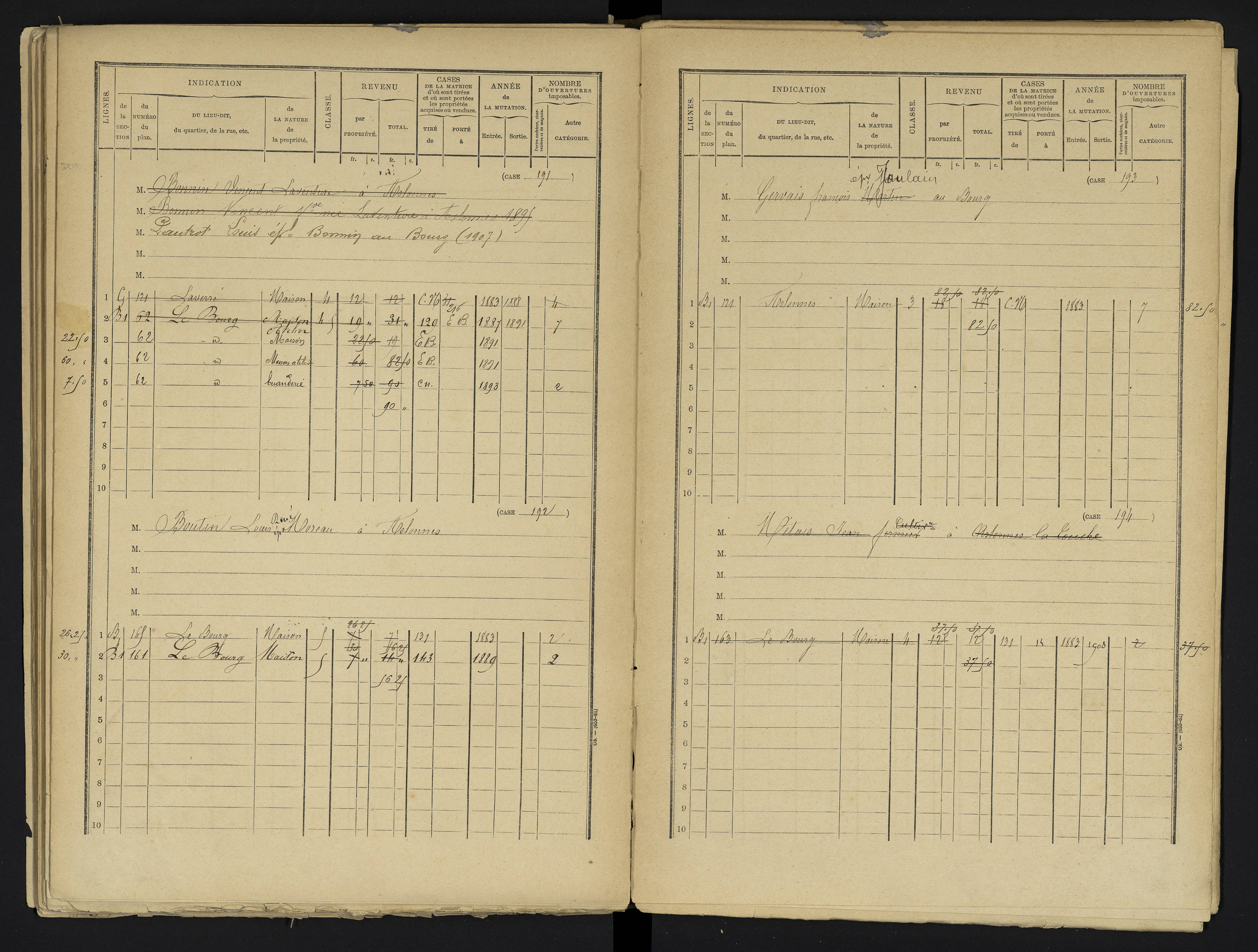 Aslonnes - FRAD086_cadastre Cases 1-256 