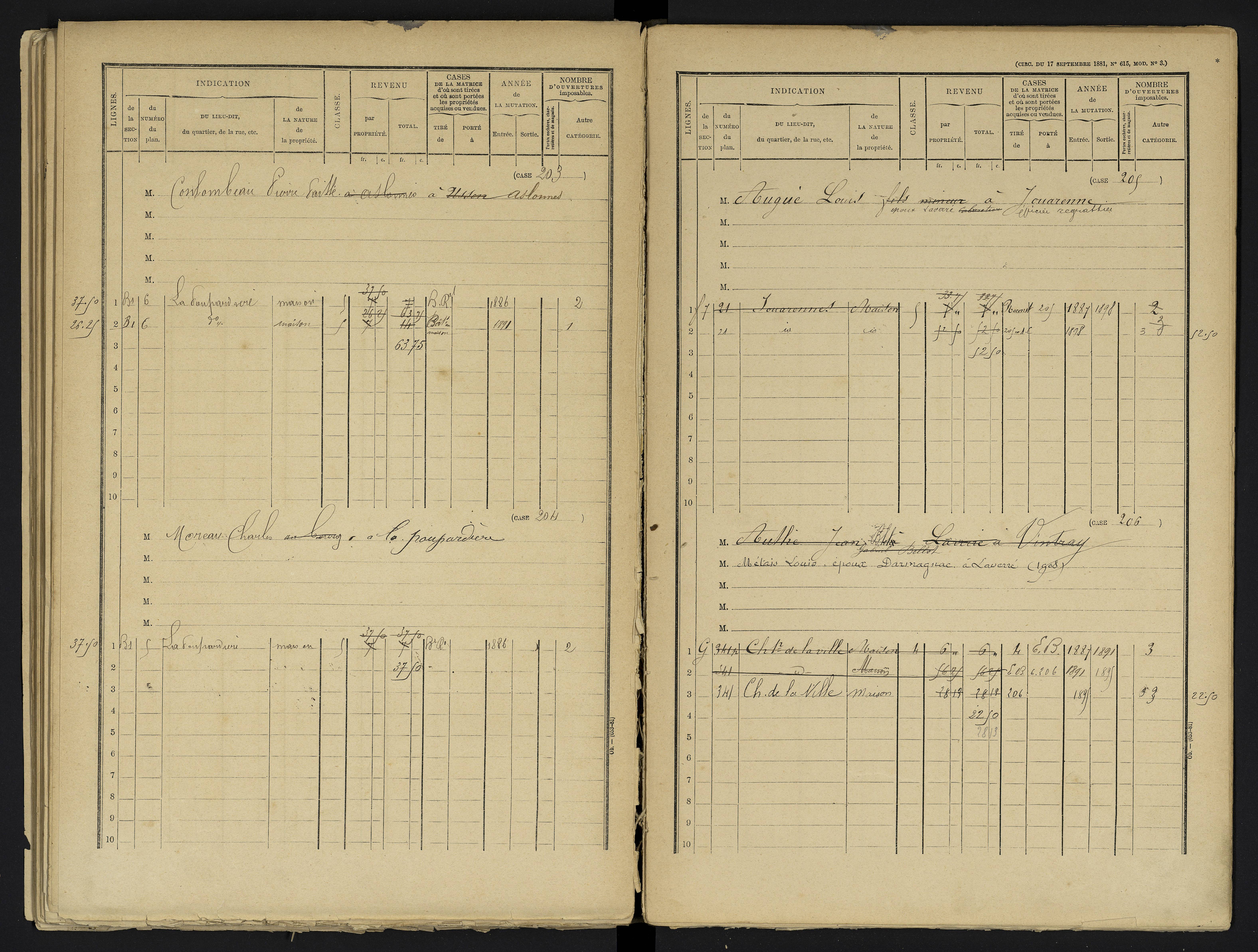 Aslonnes - FRAD086_cadastre Cases 1-256 