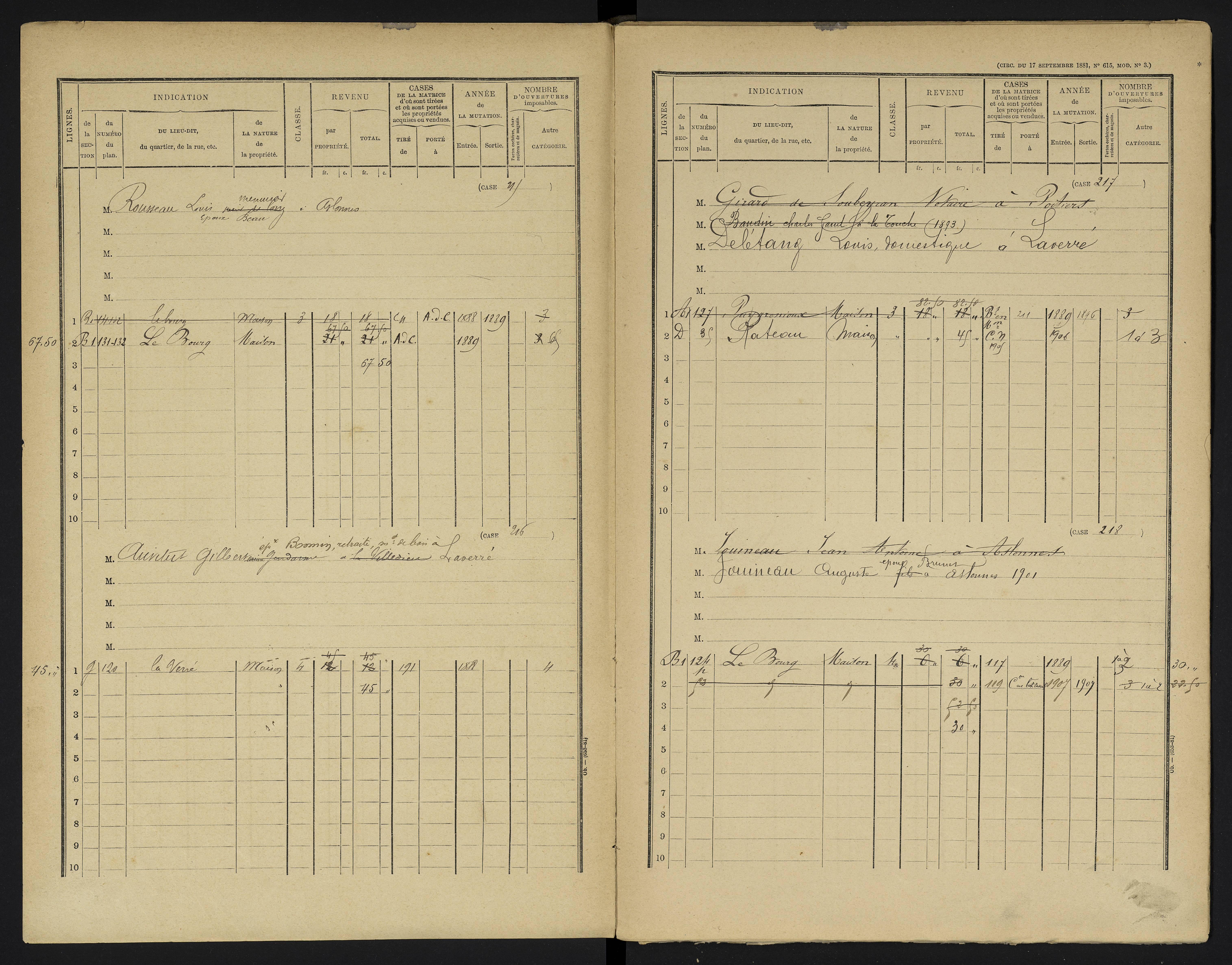 Aslonnes - FRAD086_cadastre Cases 1-256 
