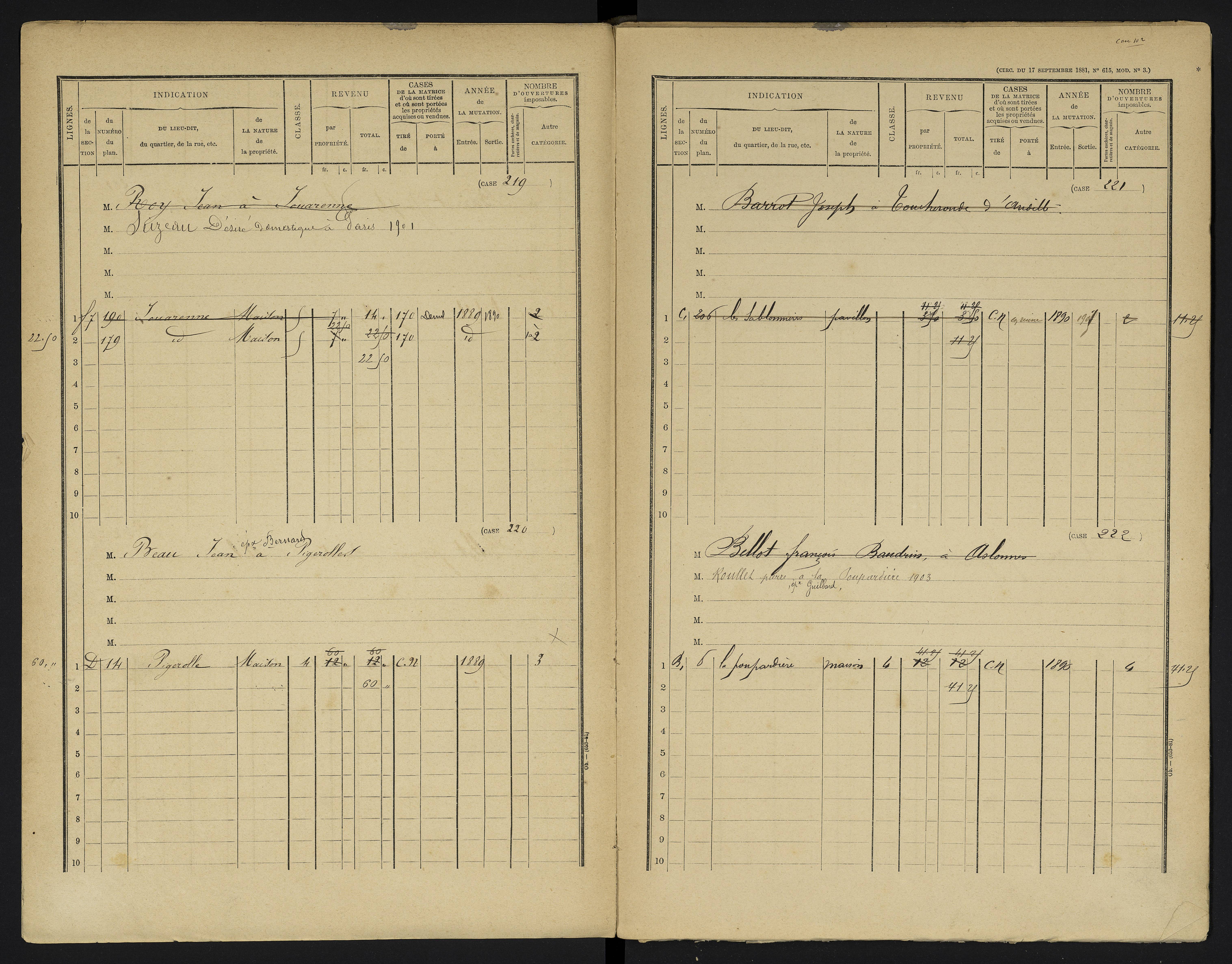 Aslonnes - FRAD086_cadastre Cases 1-256 
