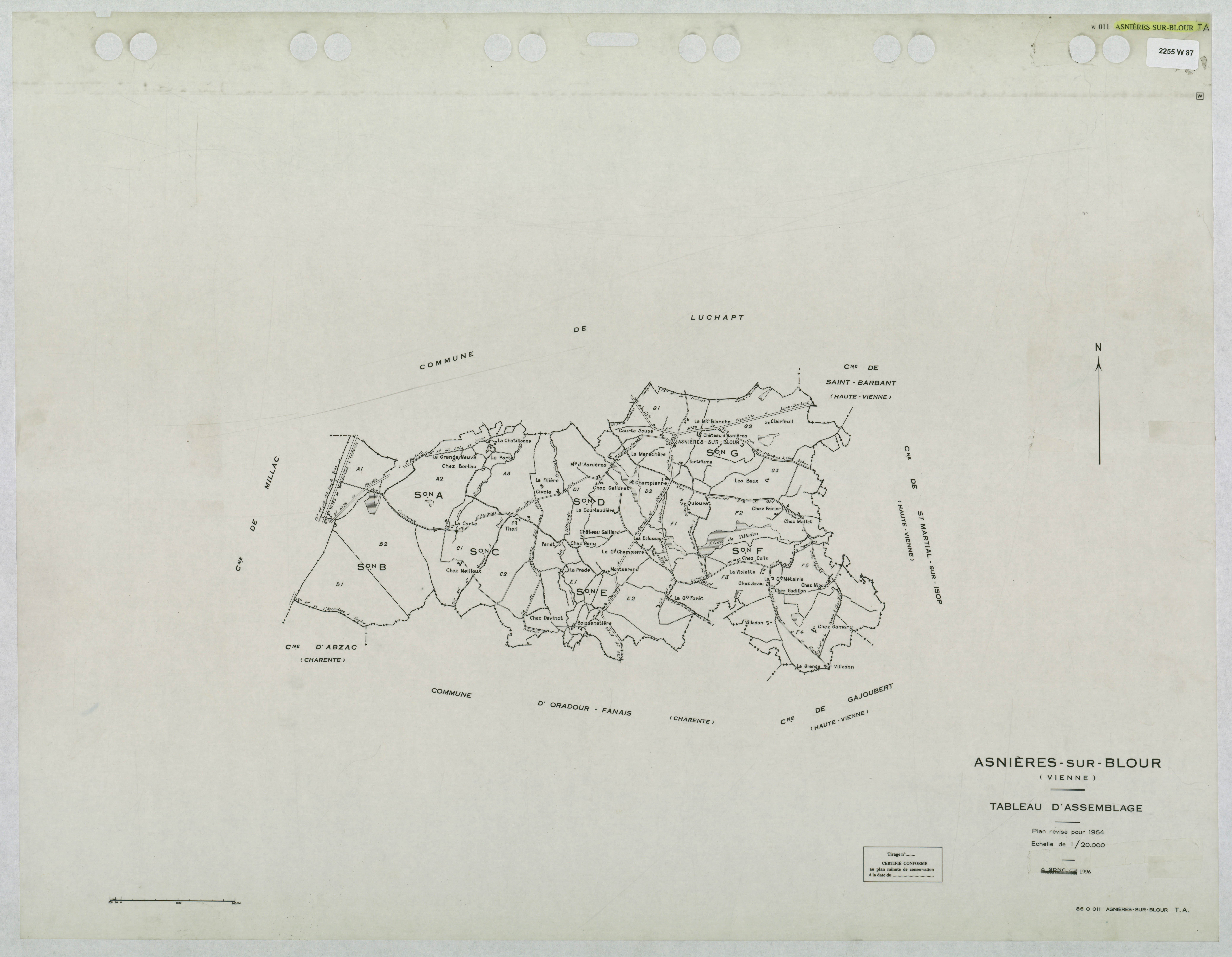 Asnières-sur-Blour - FRAD086_cadastre Tableau d'assemblage (1 feuille) 