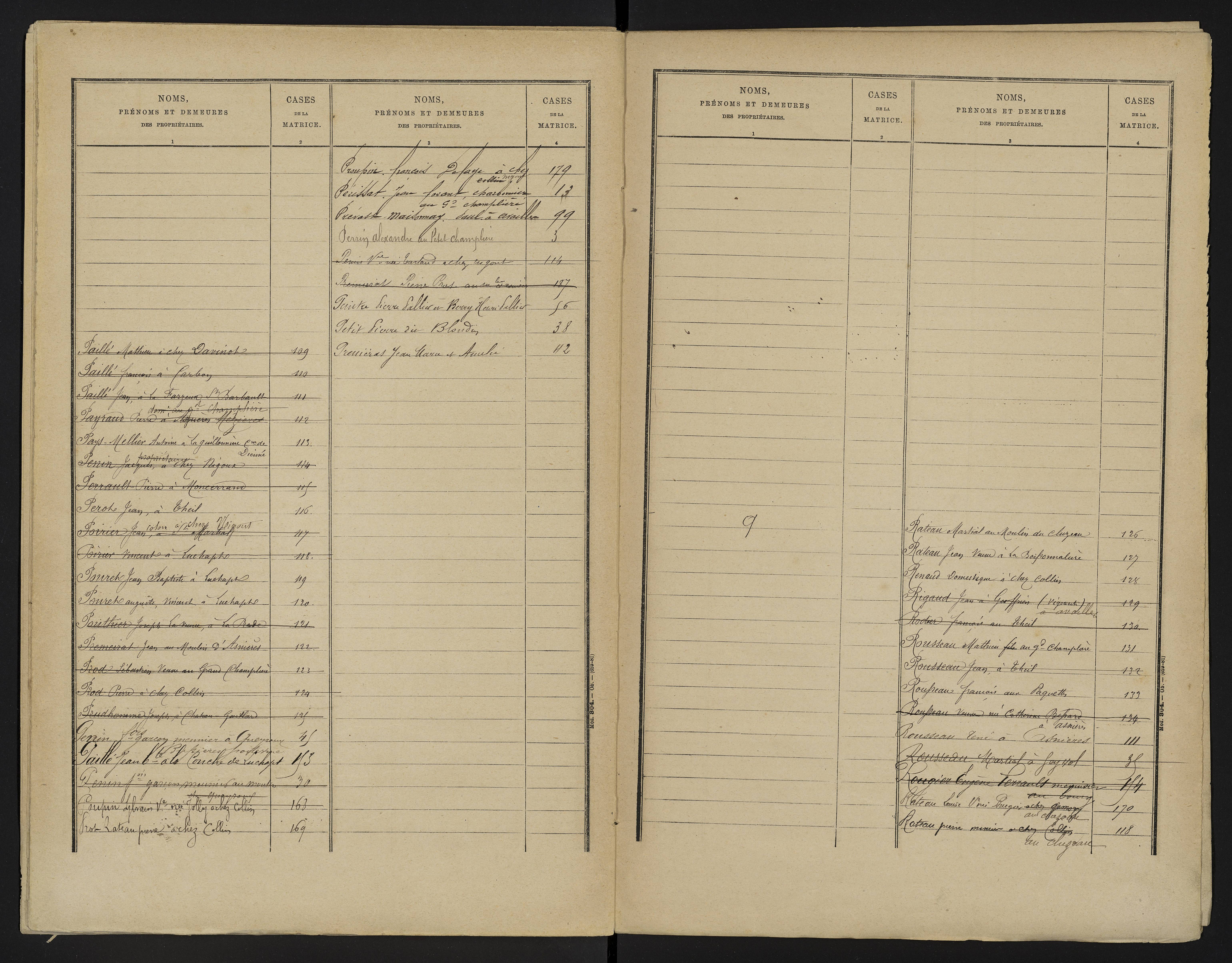Asnières-sur-Blour - FRAD086_cadastre Cases 1-192 