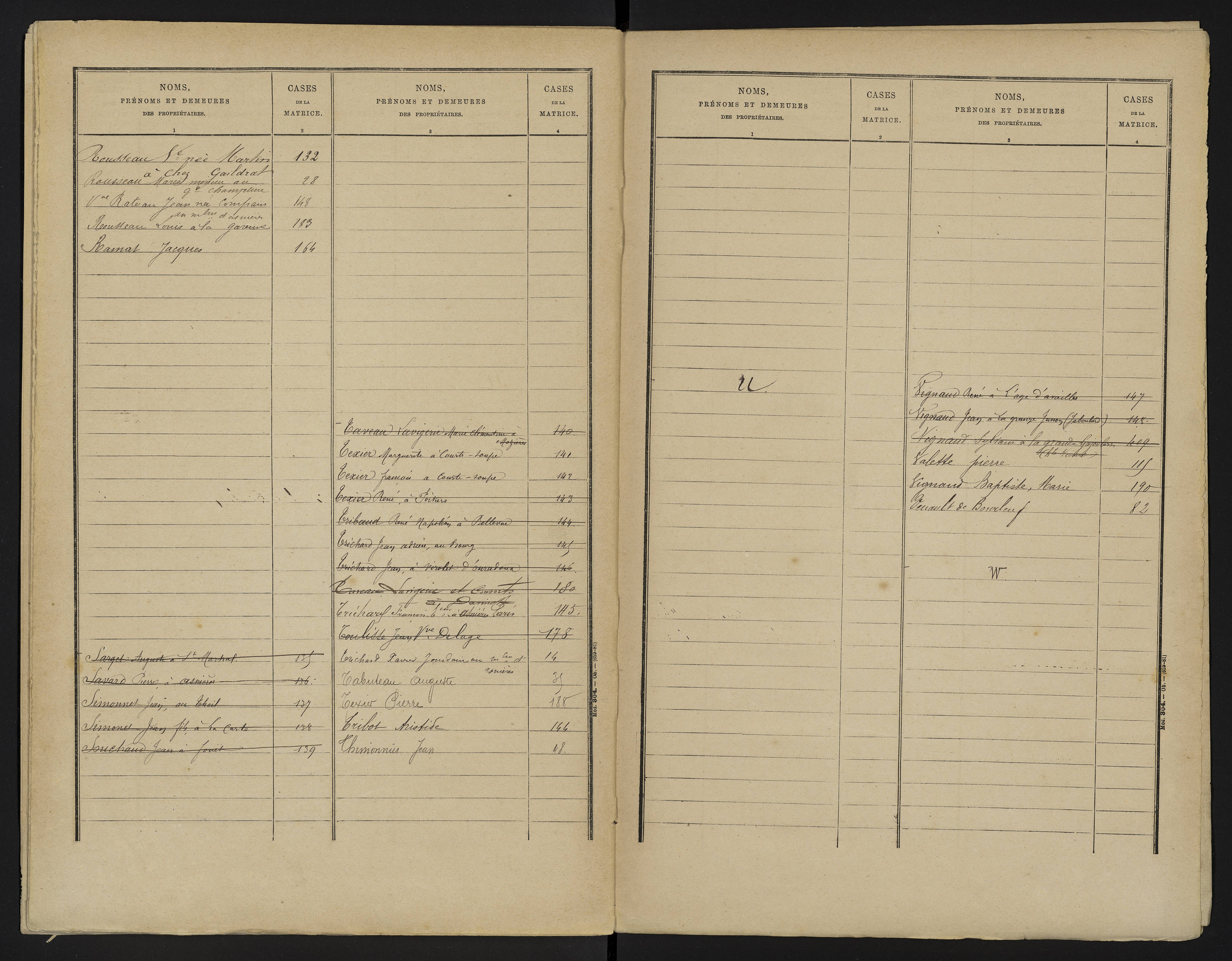 Asnières-sur-Blour - FRAD086_cadastre Cases 1-192 