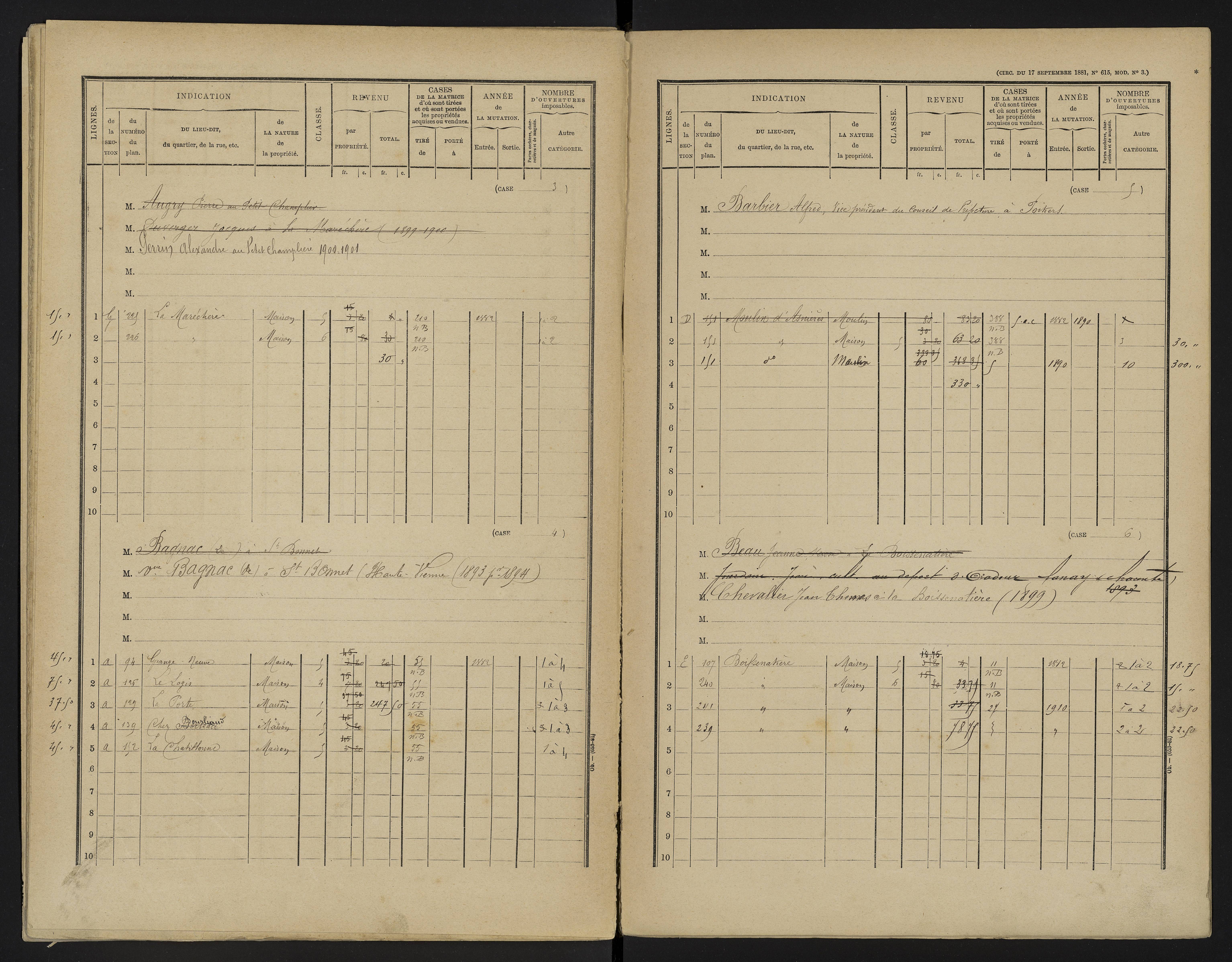 Asnières-sur-Blour - FRAD086_cadastre Cases 1-192 