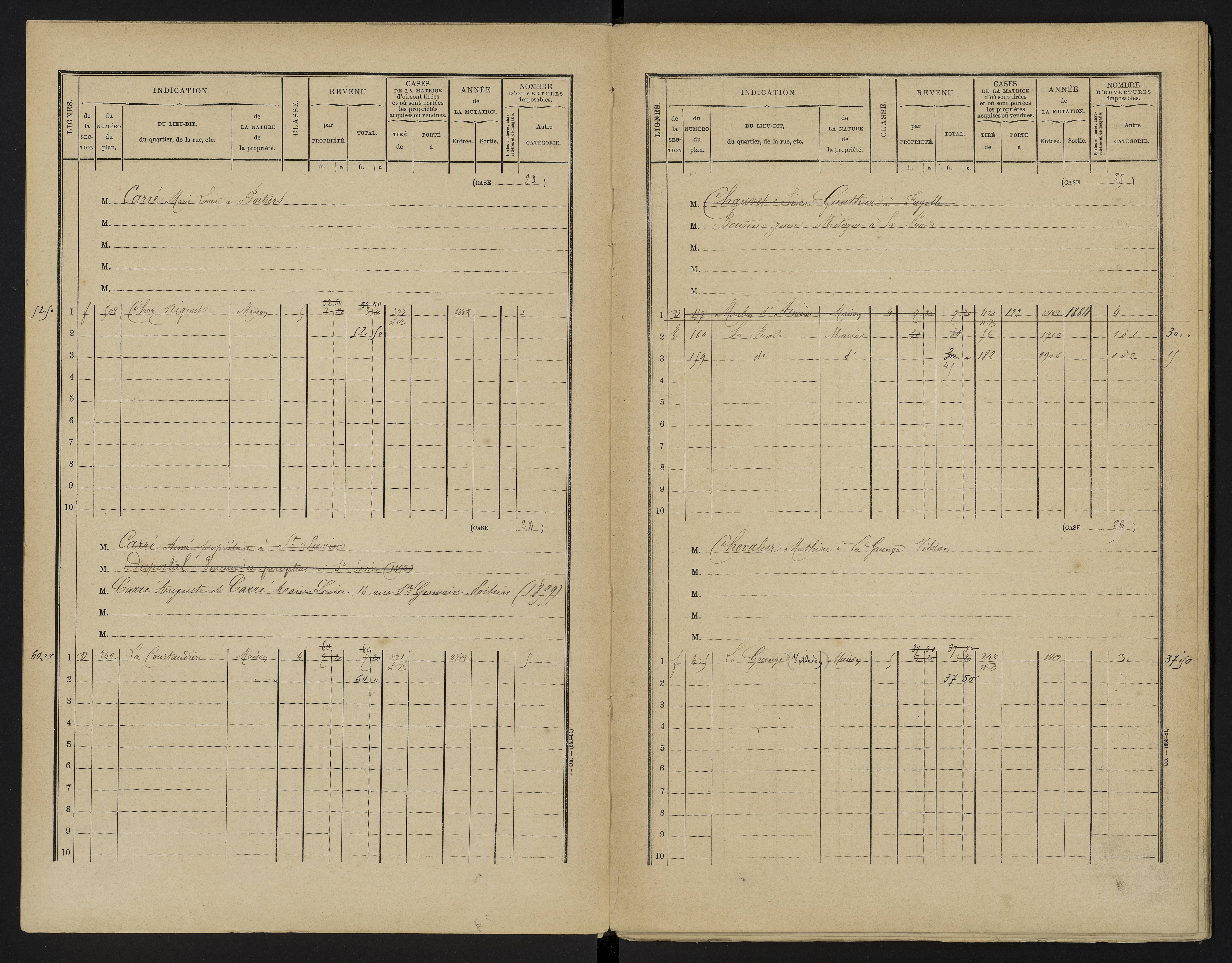 Asnières-sur-Blour - FRAD086_cadastre Cases 1-192 