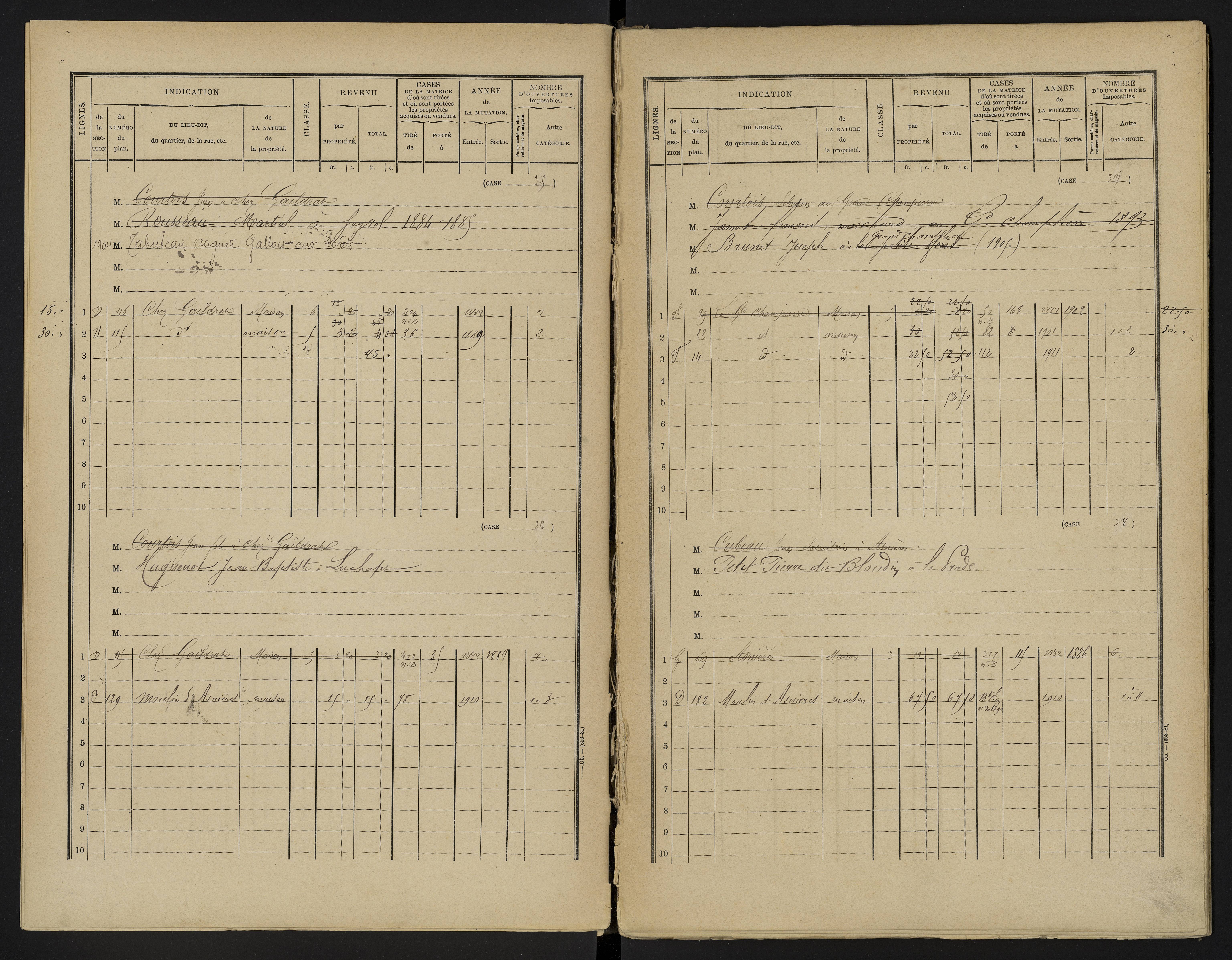 Asnières-sur-Blour - FRAD086_cadastre Cases 1-192 