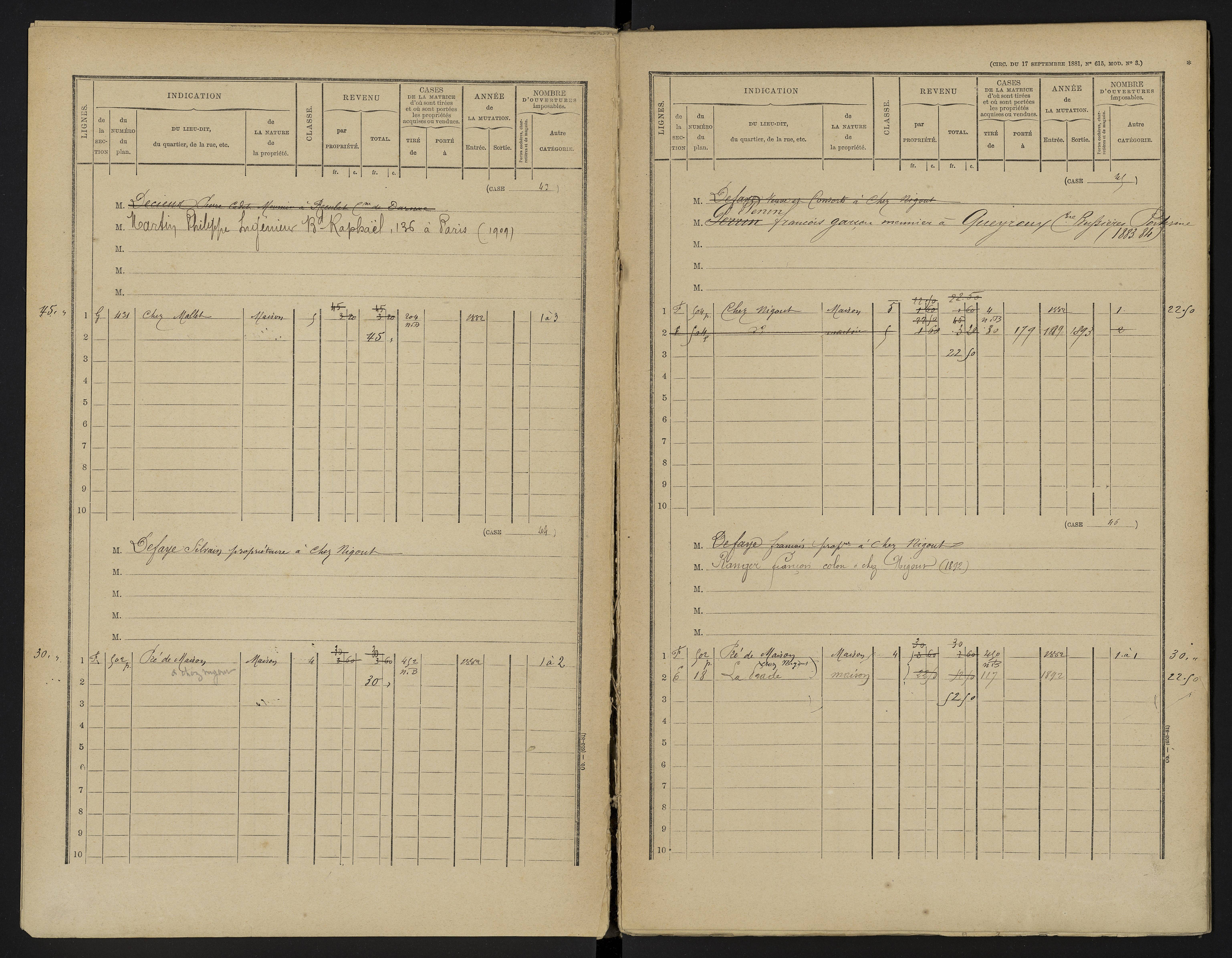 Asnières-sur-Blour - FRAD086_cadastre Cases 1-192 