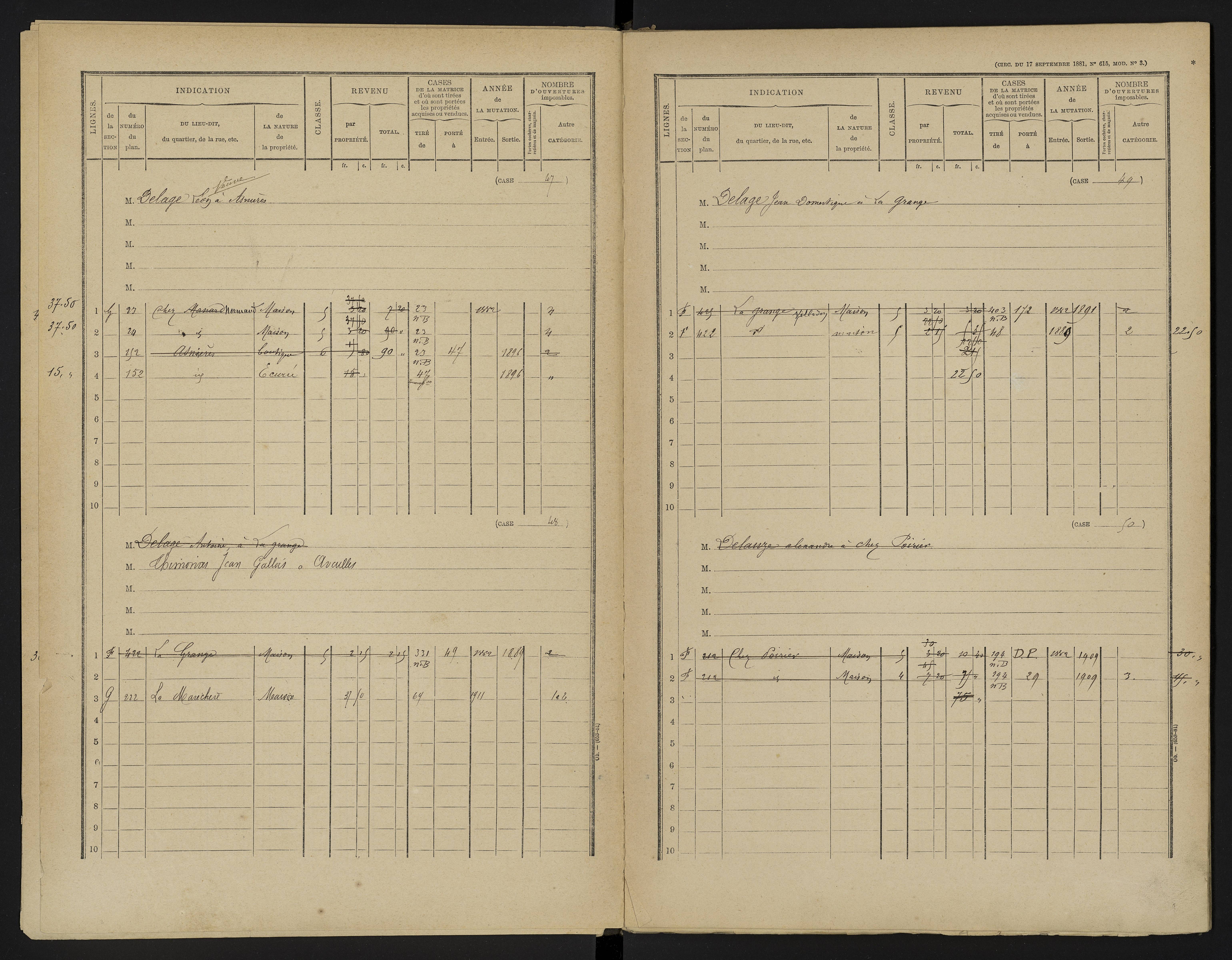Asnières-sur-Blour - FRAD086_cadastre Cases 1-192 