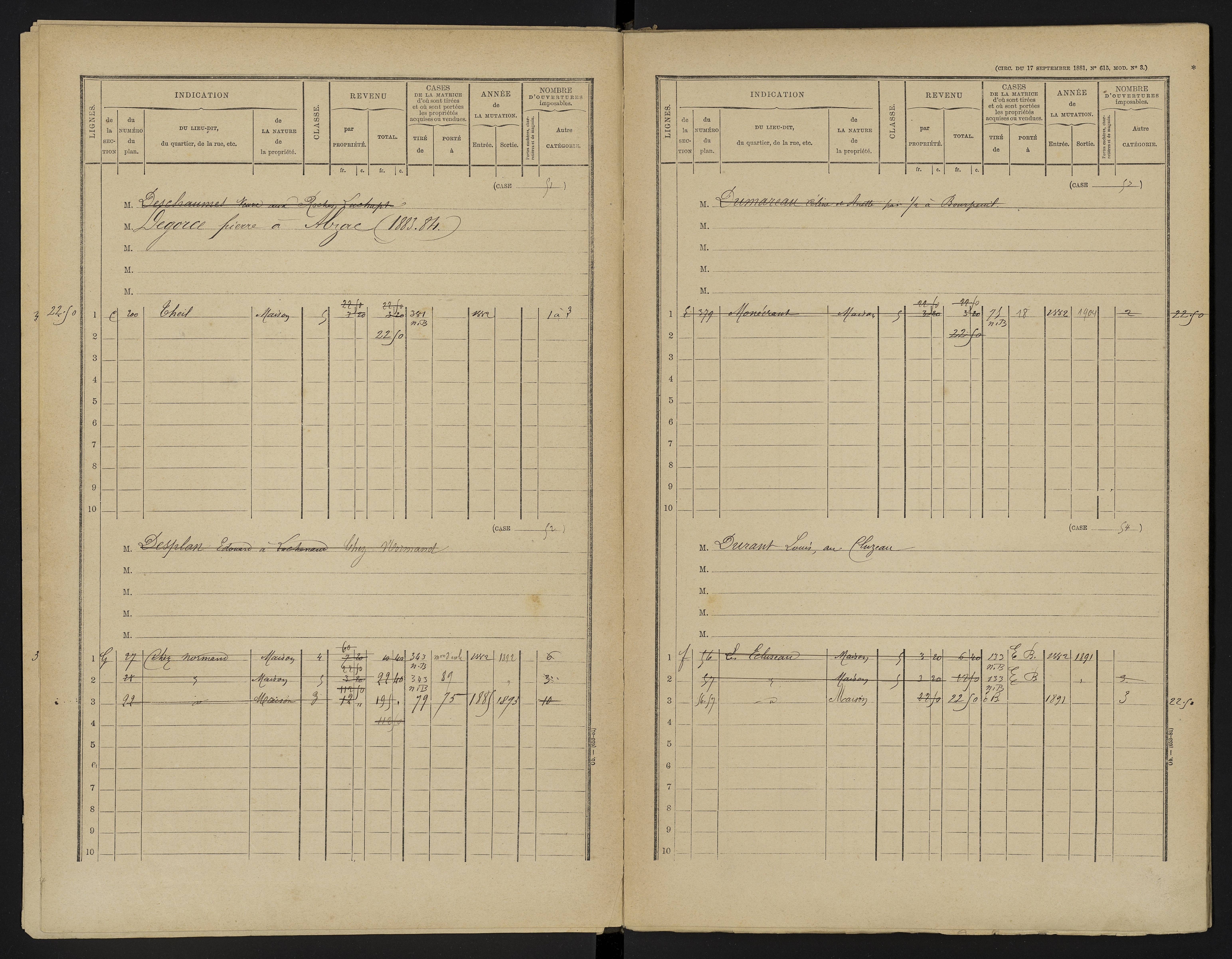 Asnières-sur-Blour - FRAD086_cadastre Cases 1-192 