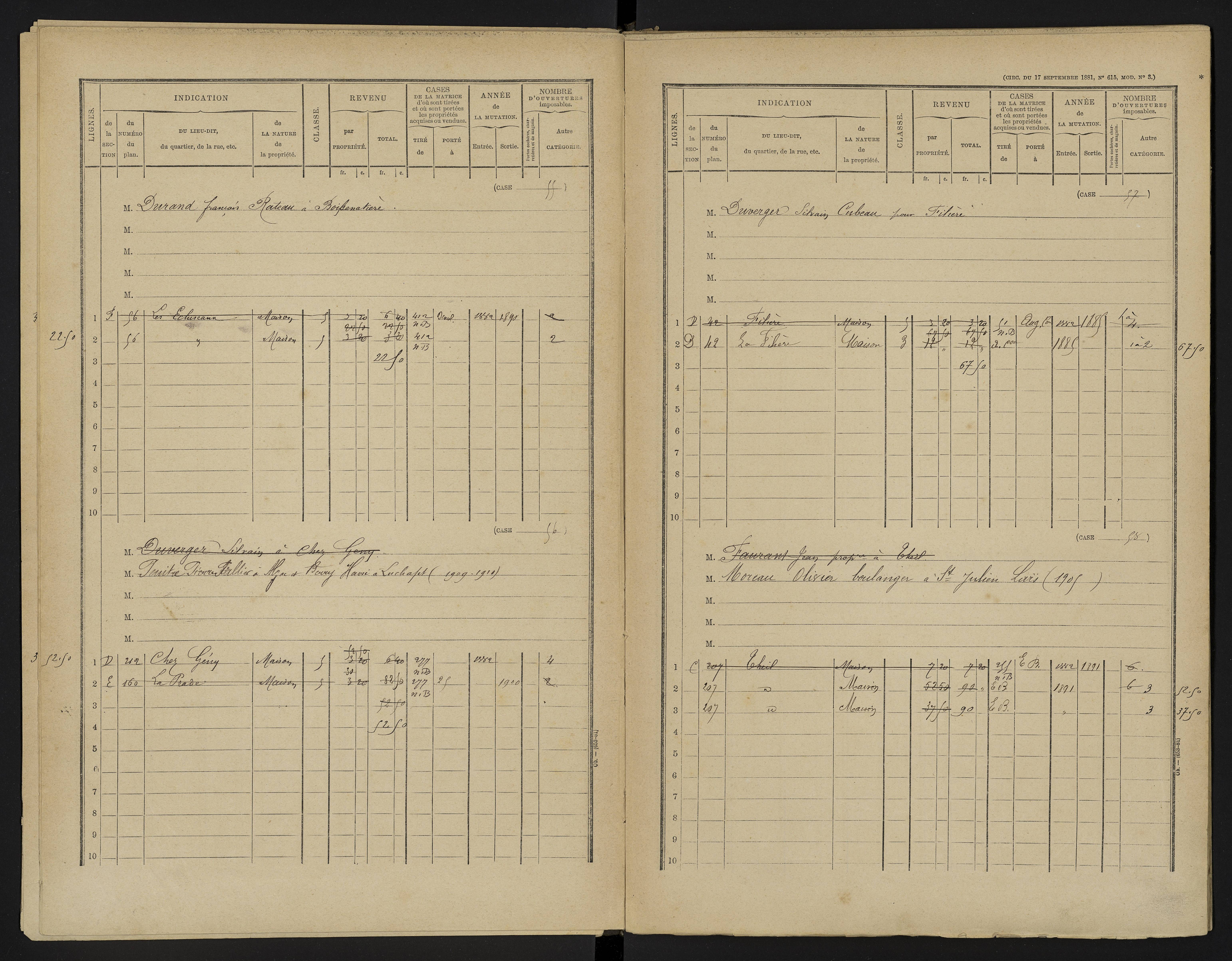 Asnières-sur-Blour - FRAD086_cadastre Cases 1-192 