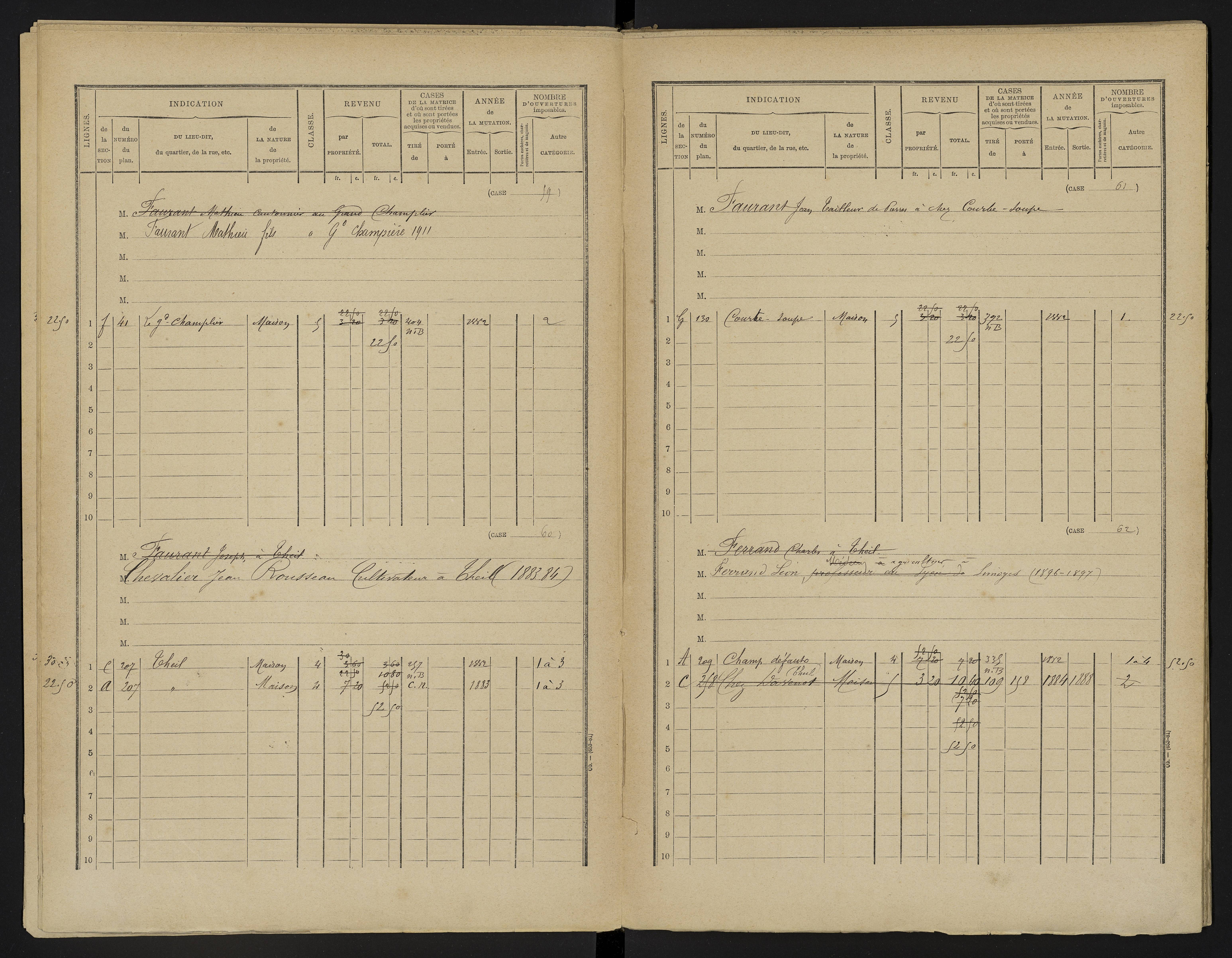 Asnières-sur-Blour - FRAD086_cadastre Cases 1-192 
