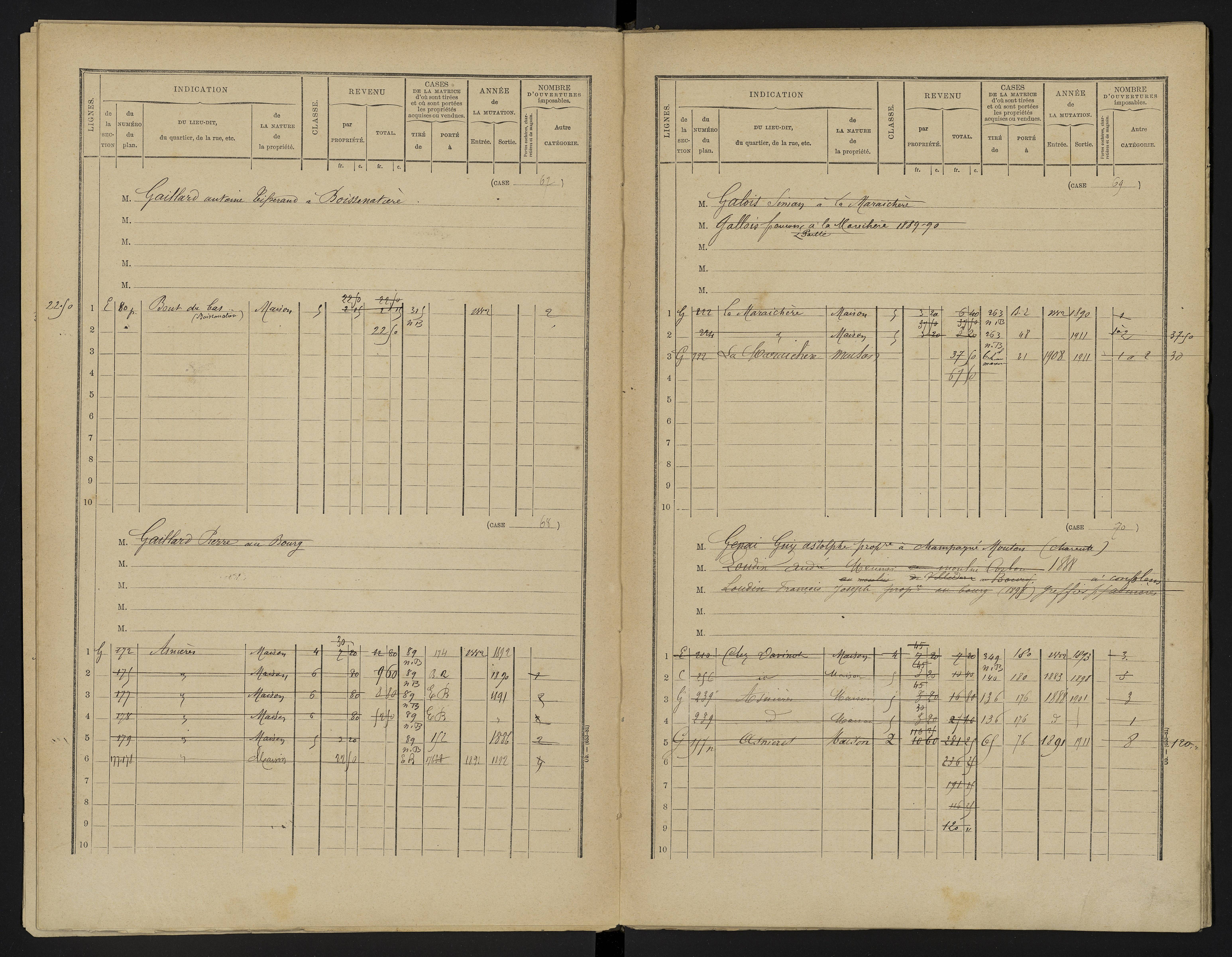 Asnières-sur-Blour - FRAD086_cadastre Cases 1-192 