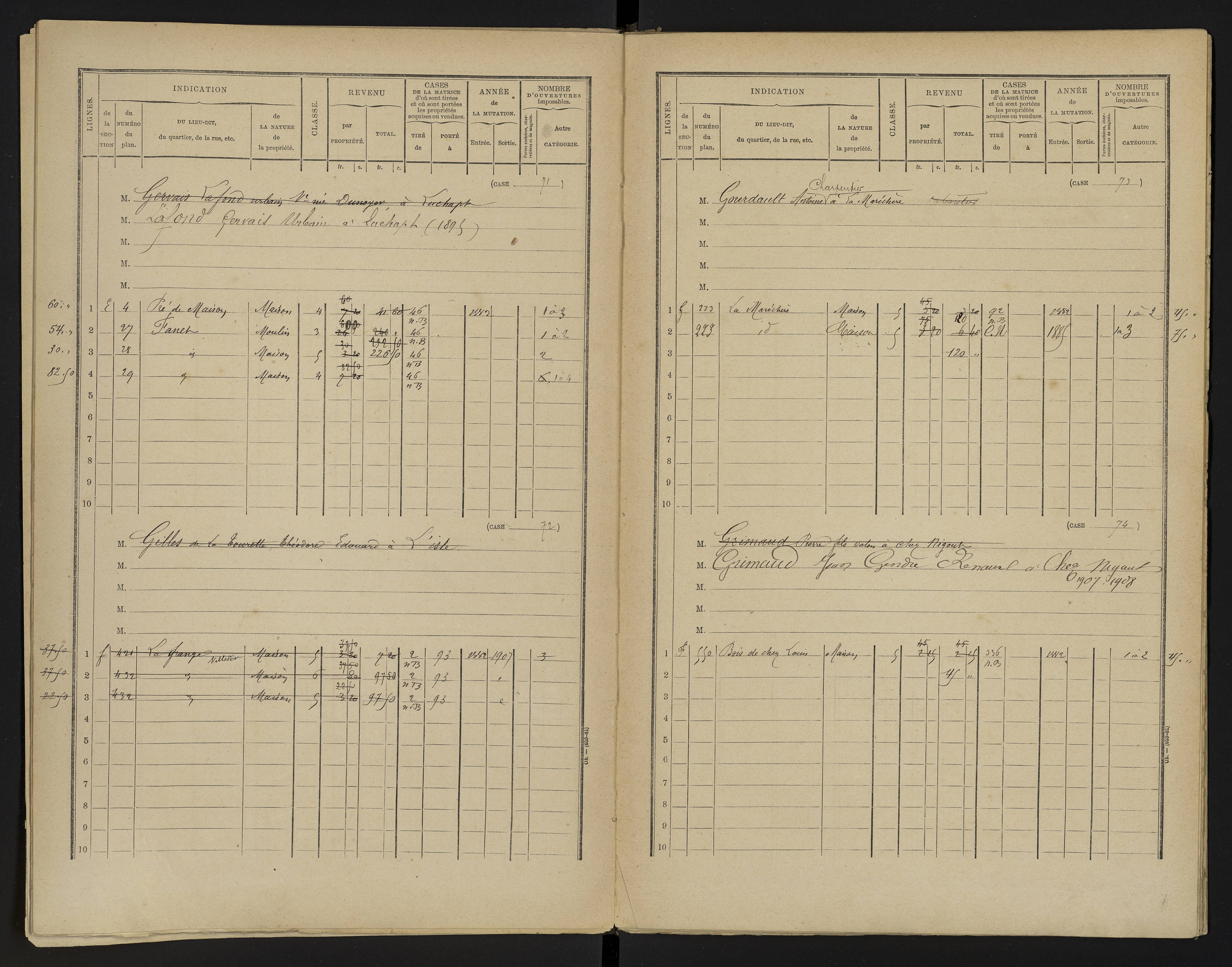 Asnières-sur-Blour - FRAD086_cadastre Cases 1-192 