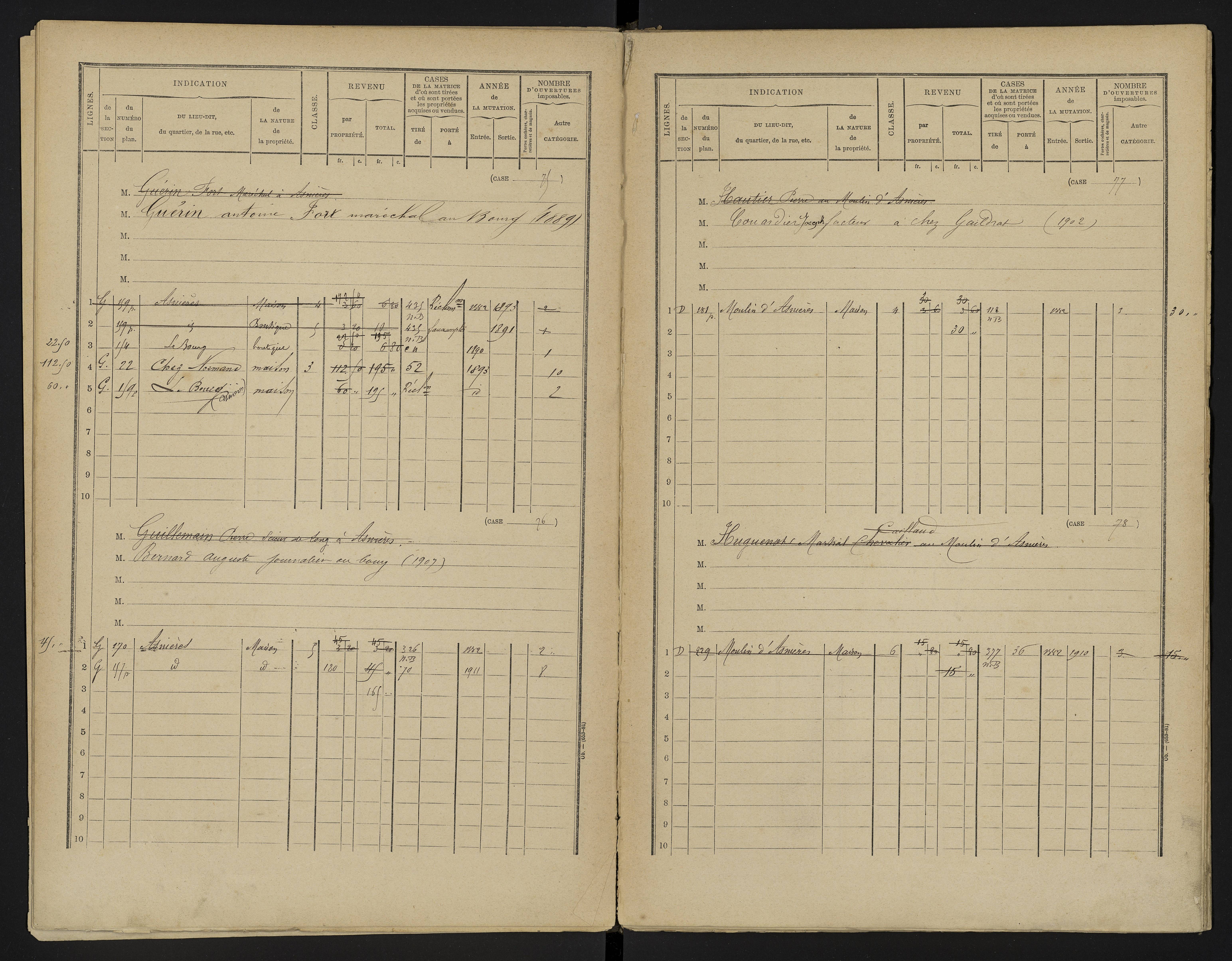 Asnières-sur-Blour - FRAD086_cadastre Cases 1-192 