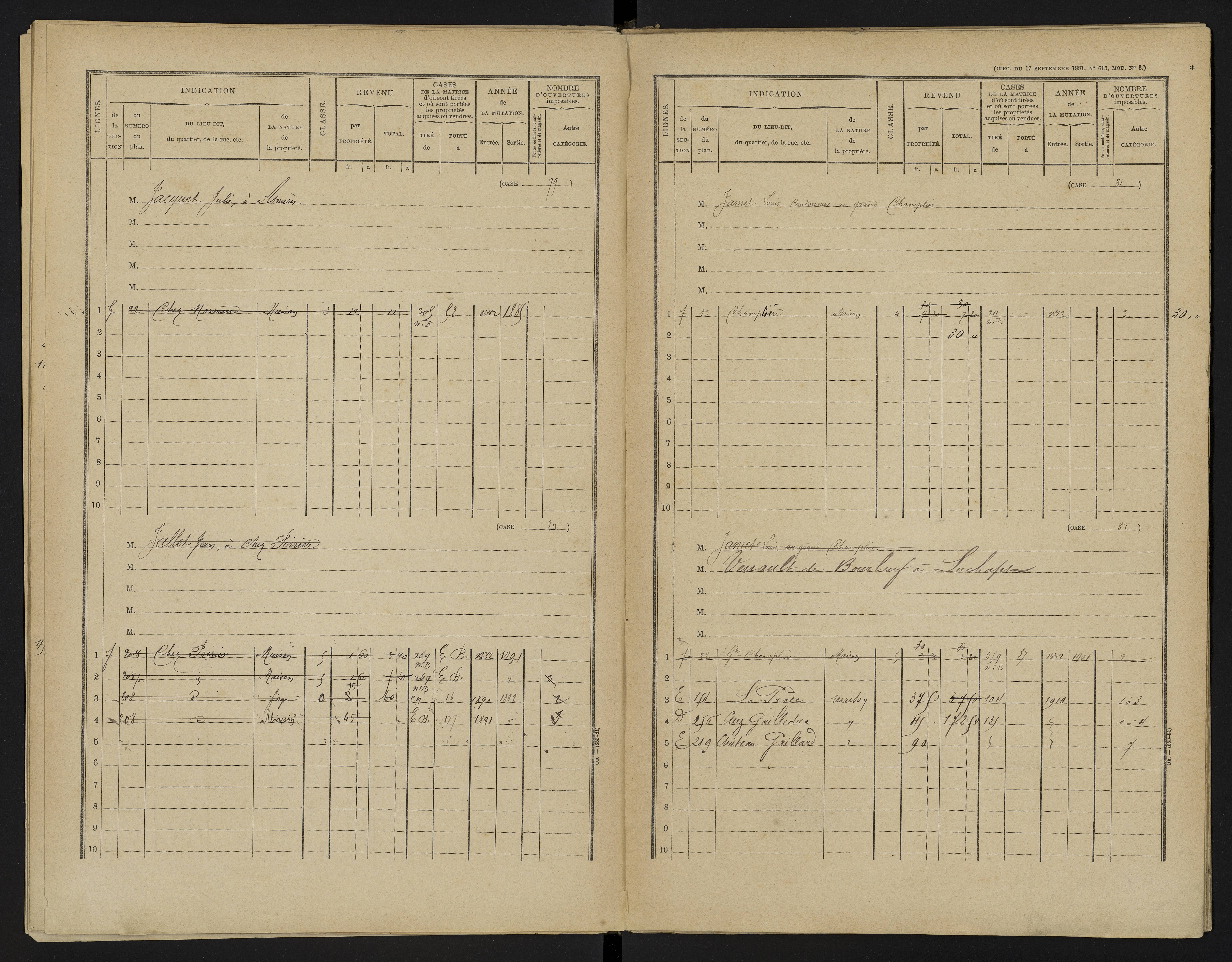 Asnières-sur-Blour - FRAD086_cadastre Cases 1-192 
