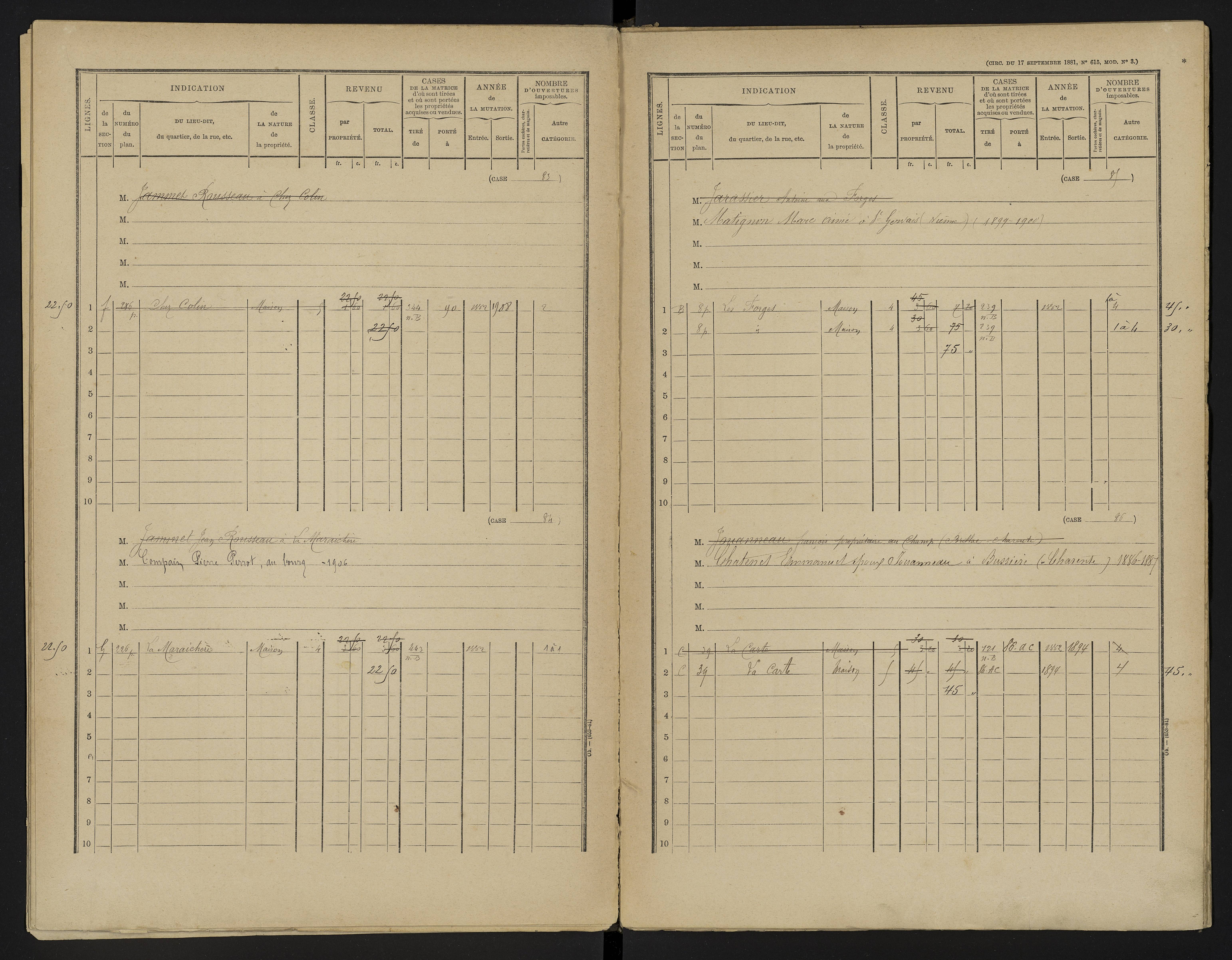 Asnières-sur-Blour - FRAD086_cadastre Cases 1-192 