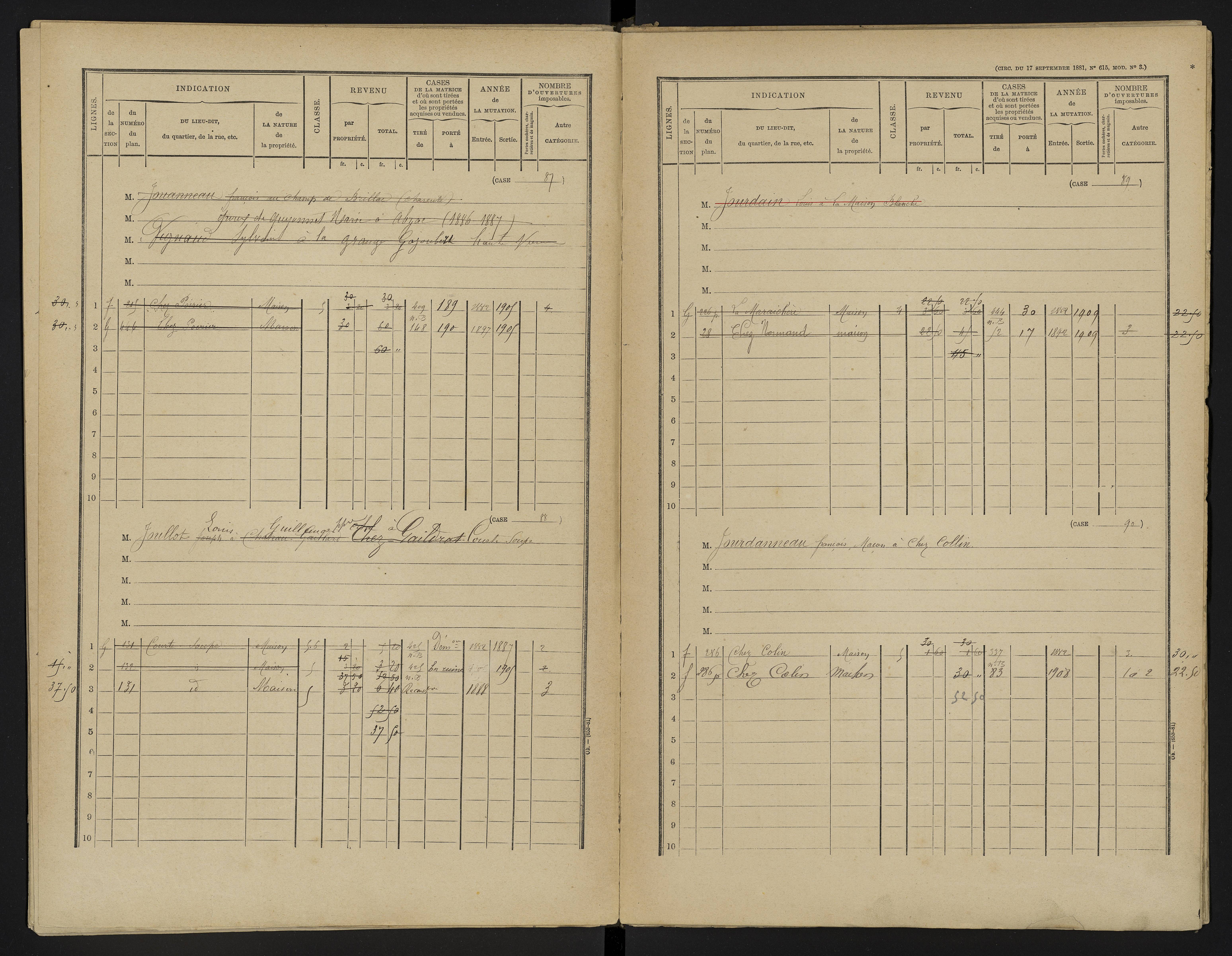 Asnières-sur-Blour - FRAD086_cadastre Cases 1-192 