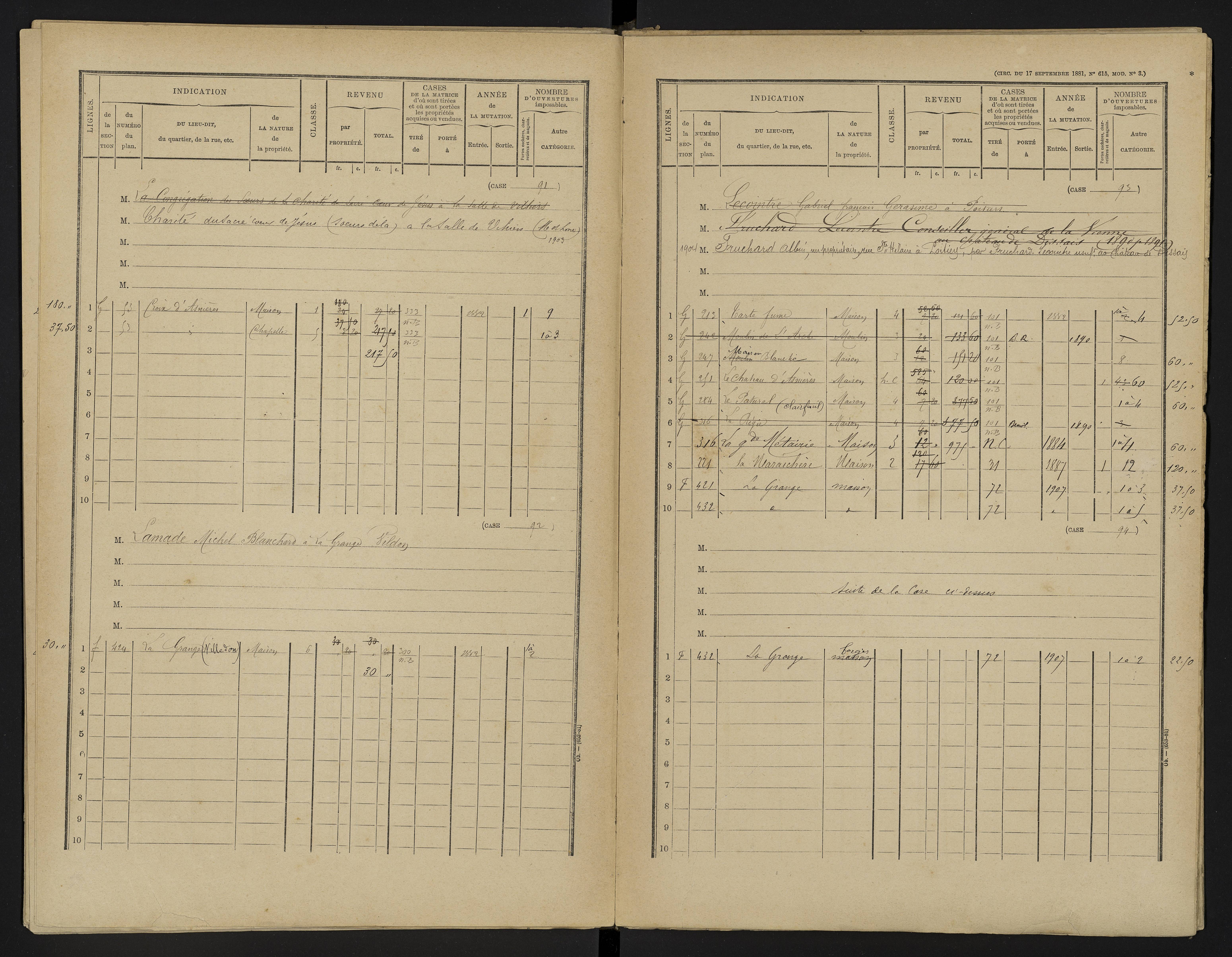 Asnières-sur-Blour - FRAD086_cadastre Cases 1-192 