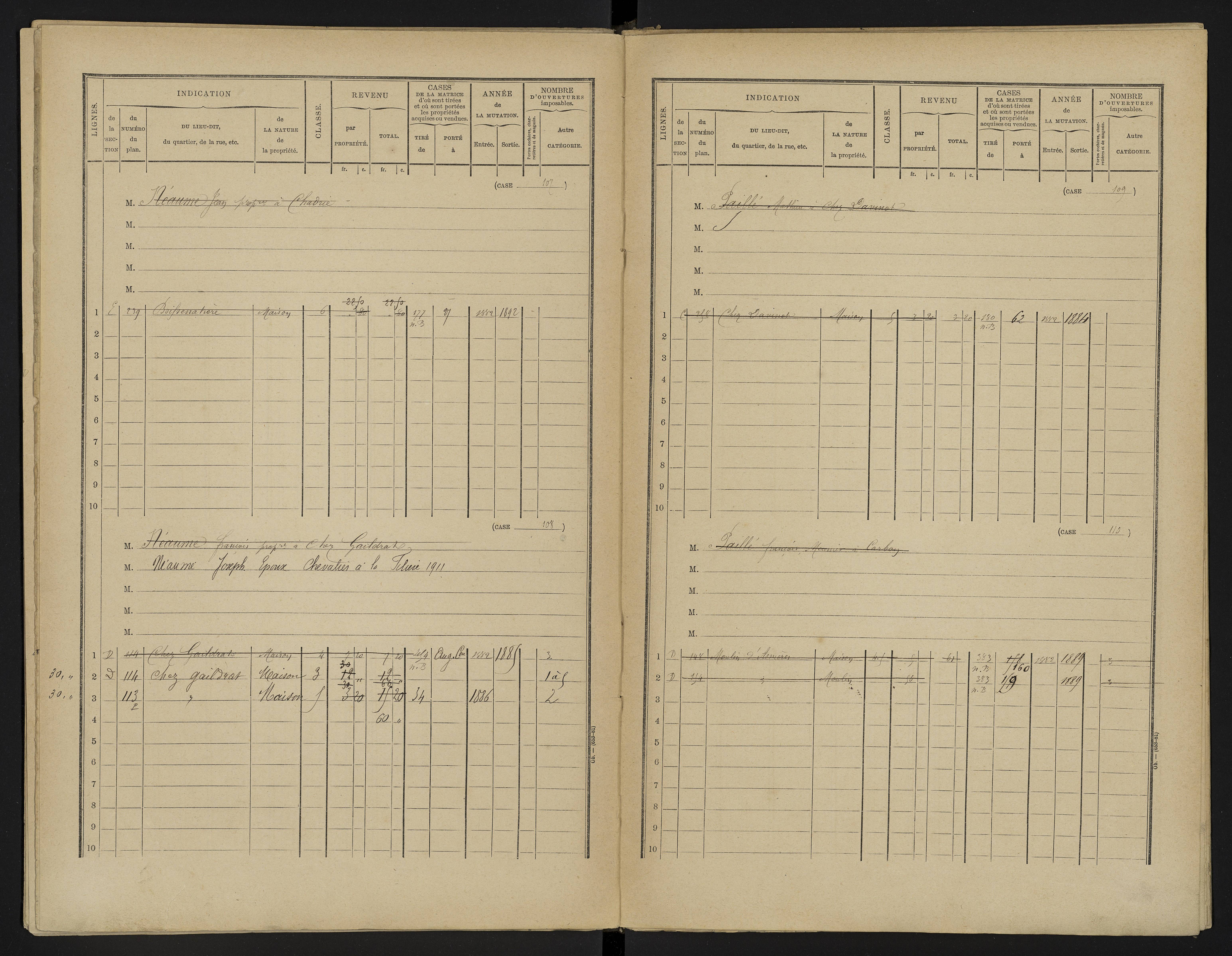 Asnières-sur-Blour - FRAD086_cadastre Cases 1-192 