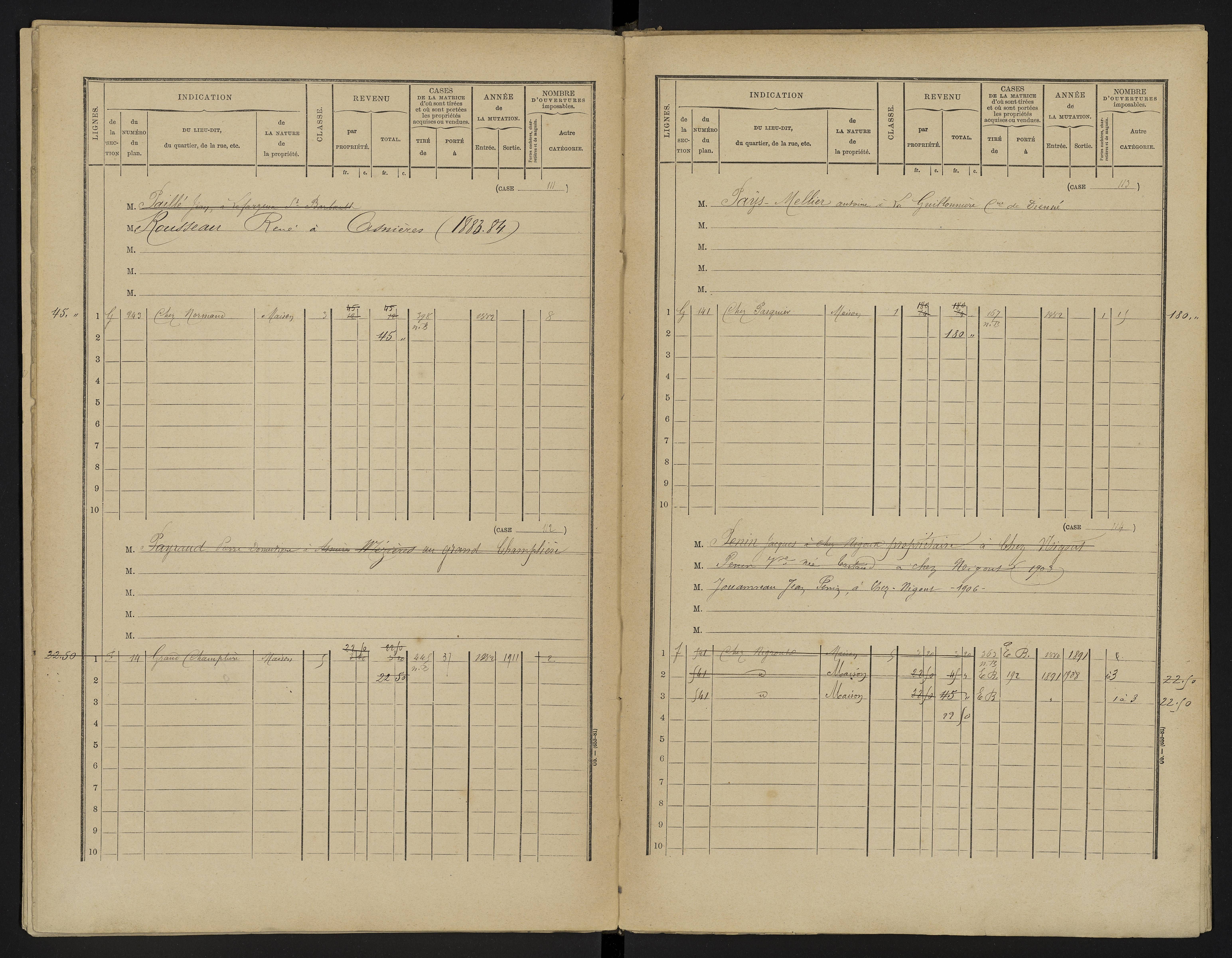 Asnières-sur-Blour - FRAD086_cadastre Cases 1-192 