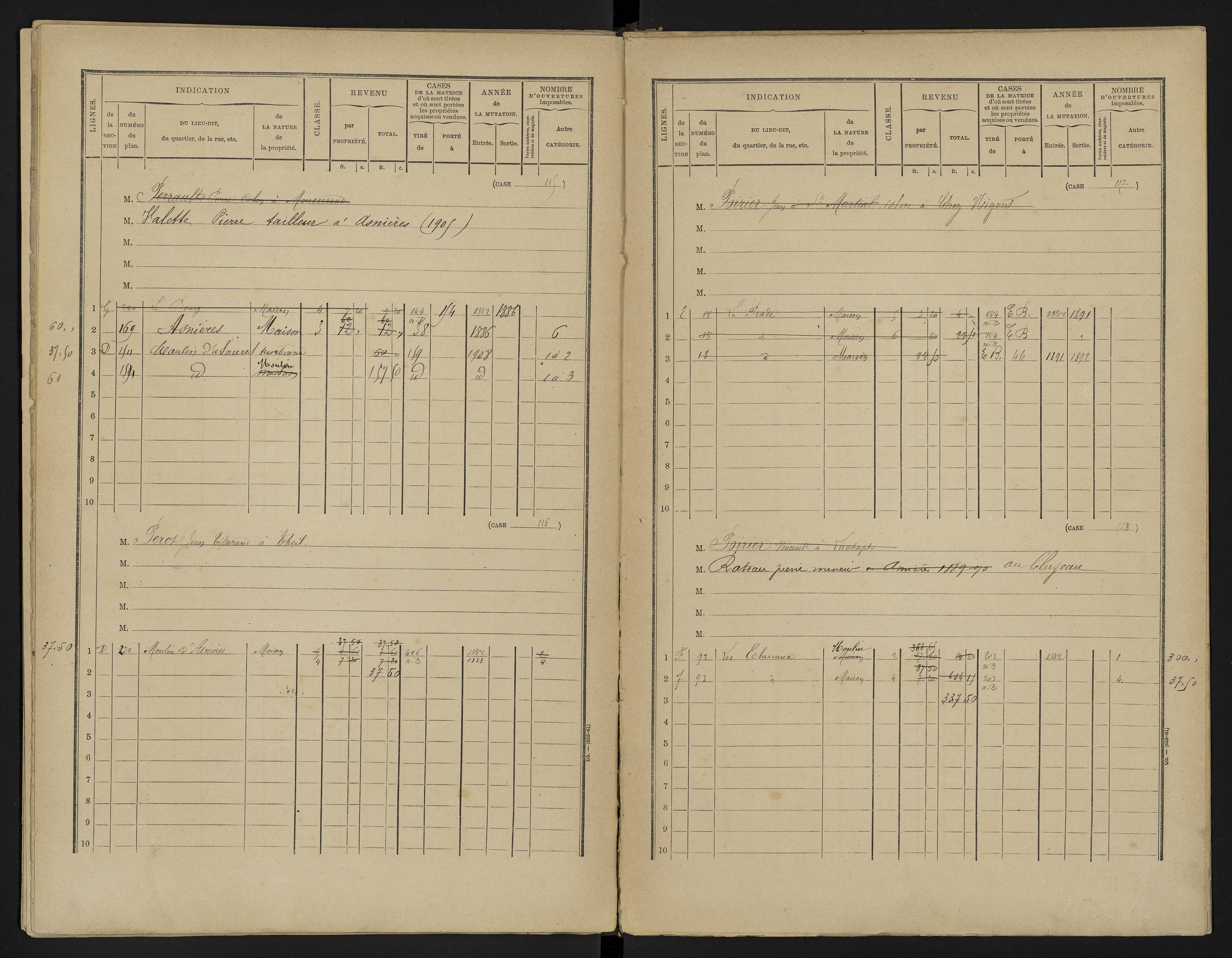 Asnières-sur-Blour - FRAD086_cadastre Cases 1-192 