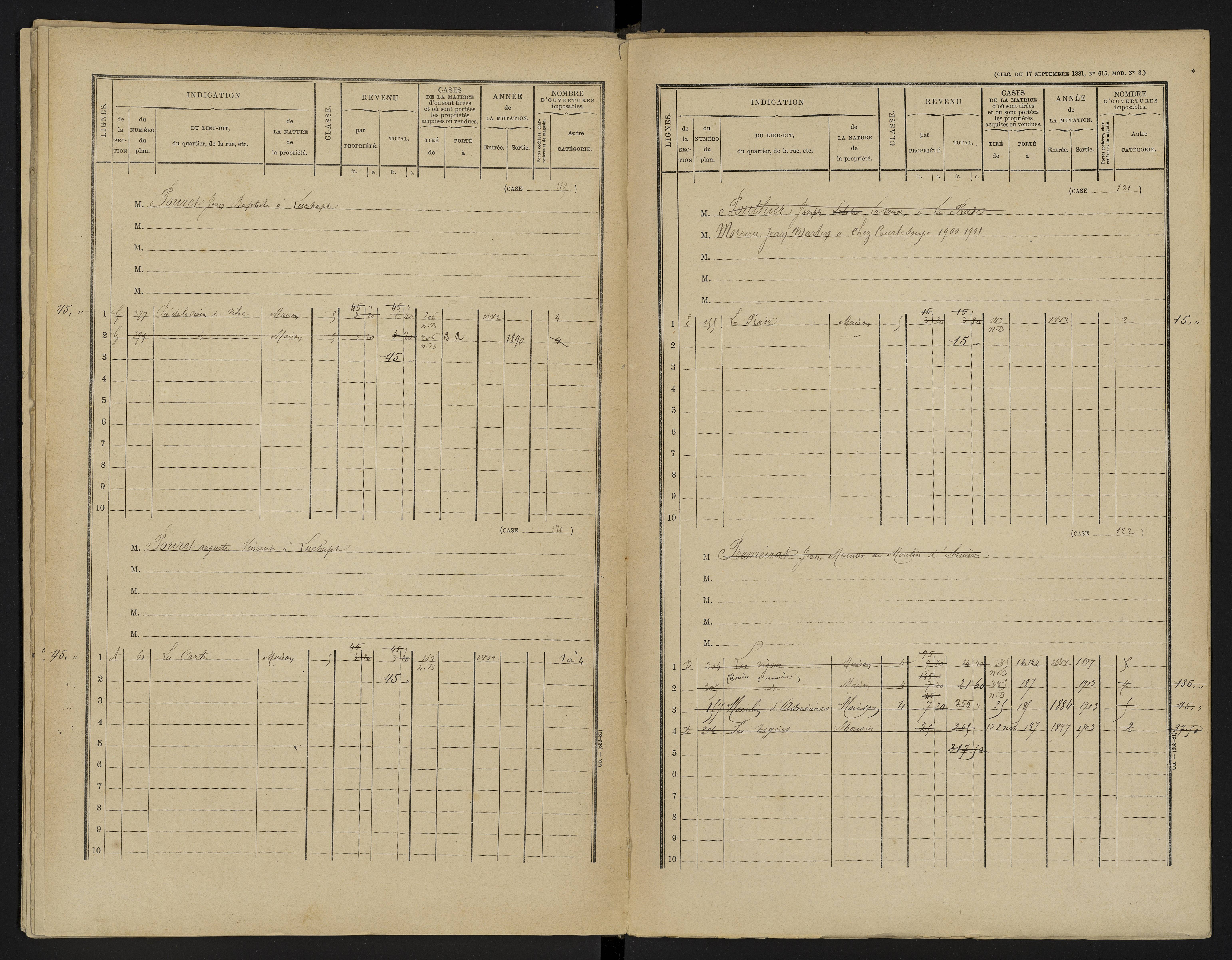 Asnières-sur-Blour - FRAD086_cadastre Cases 1-192 