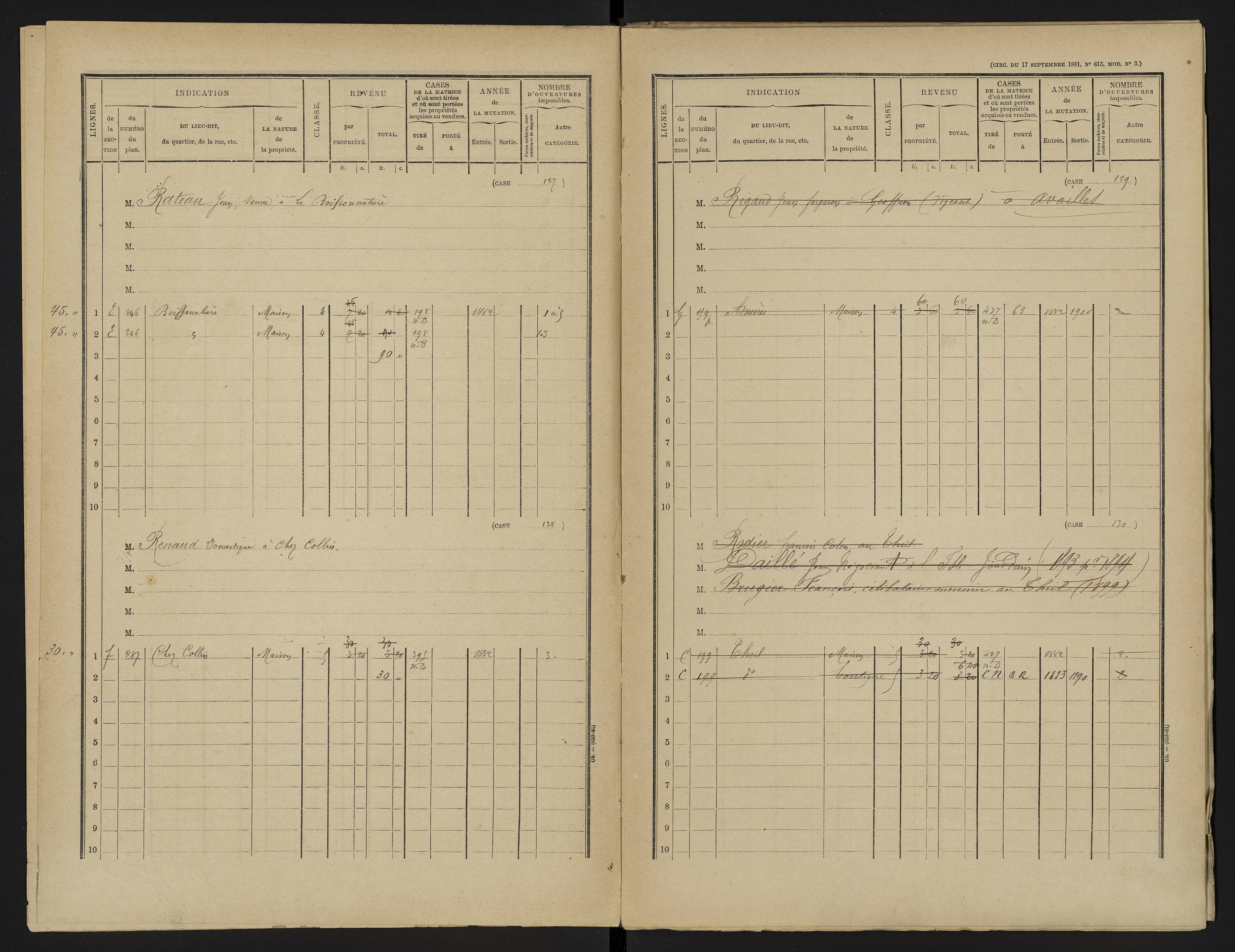 Asnières-sur-Blour - FRAD086_cadastre Cases 1-192 