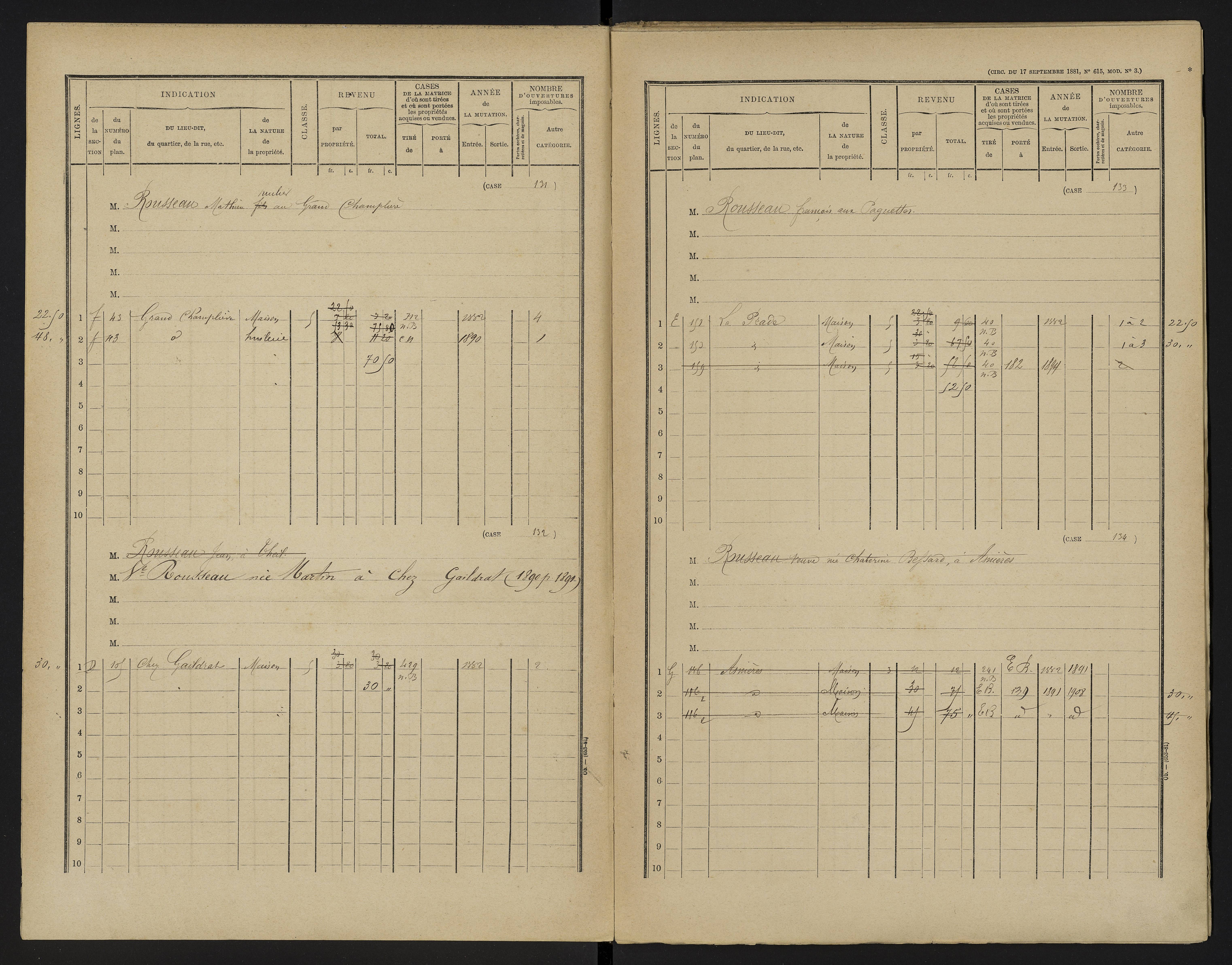 Asnières-sur-Blour - FRAD086_cadastre Cases 1-192 