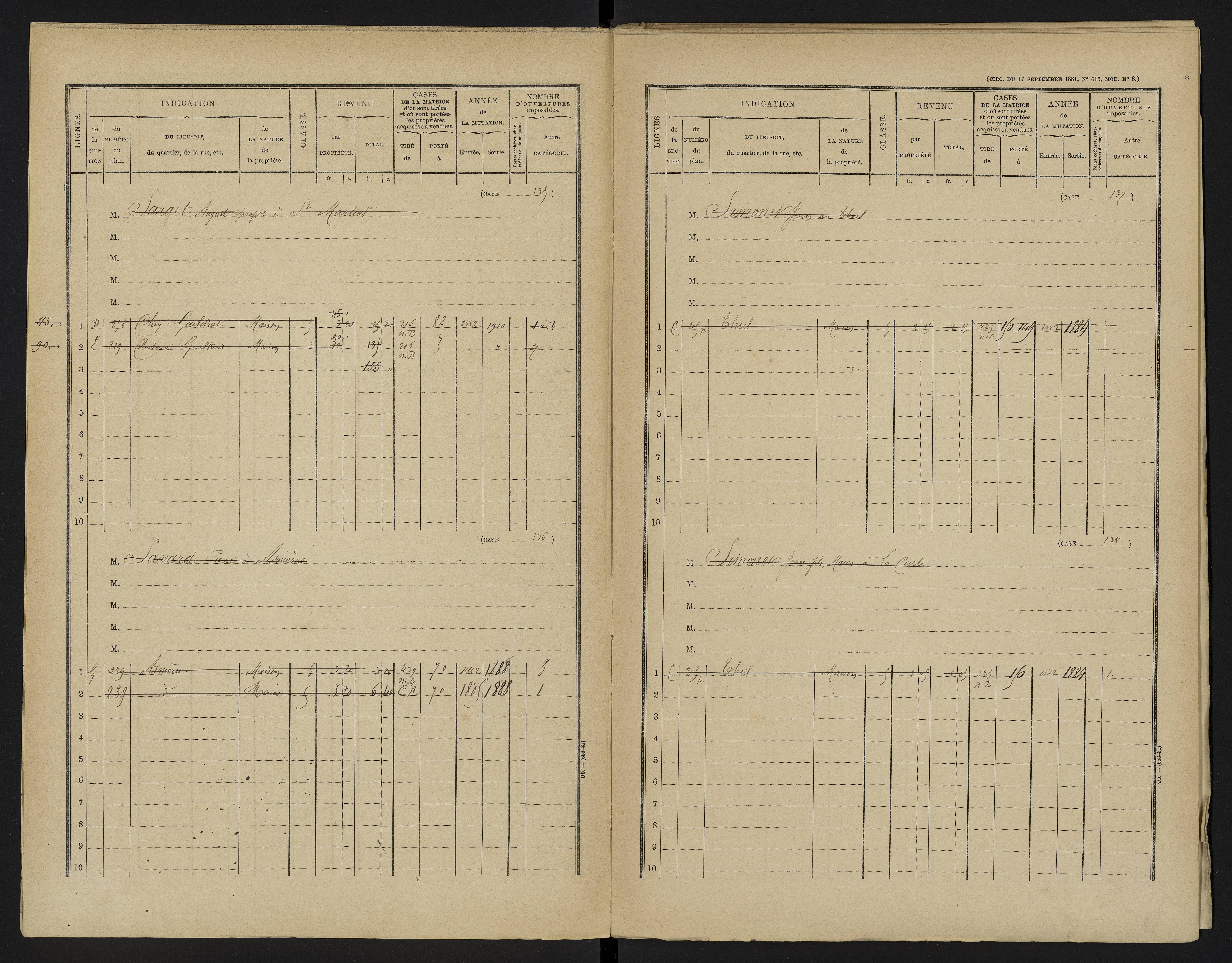 Asnières-sur-Blour - FRAD086_cadastre Cases 1-192 