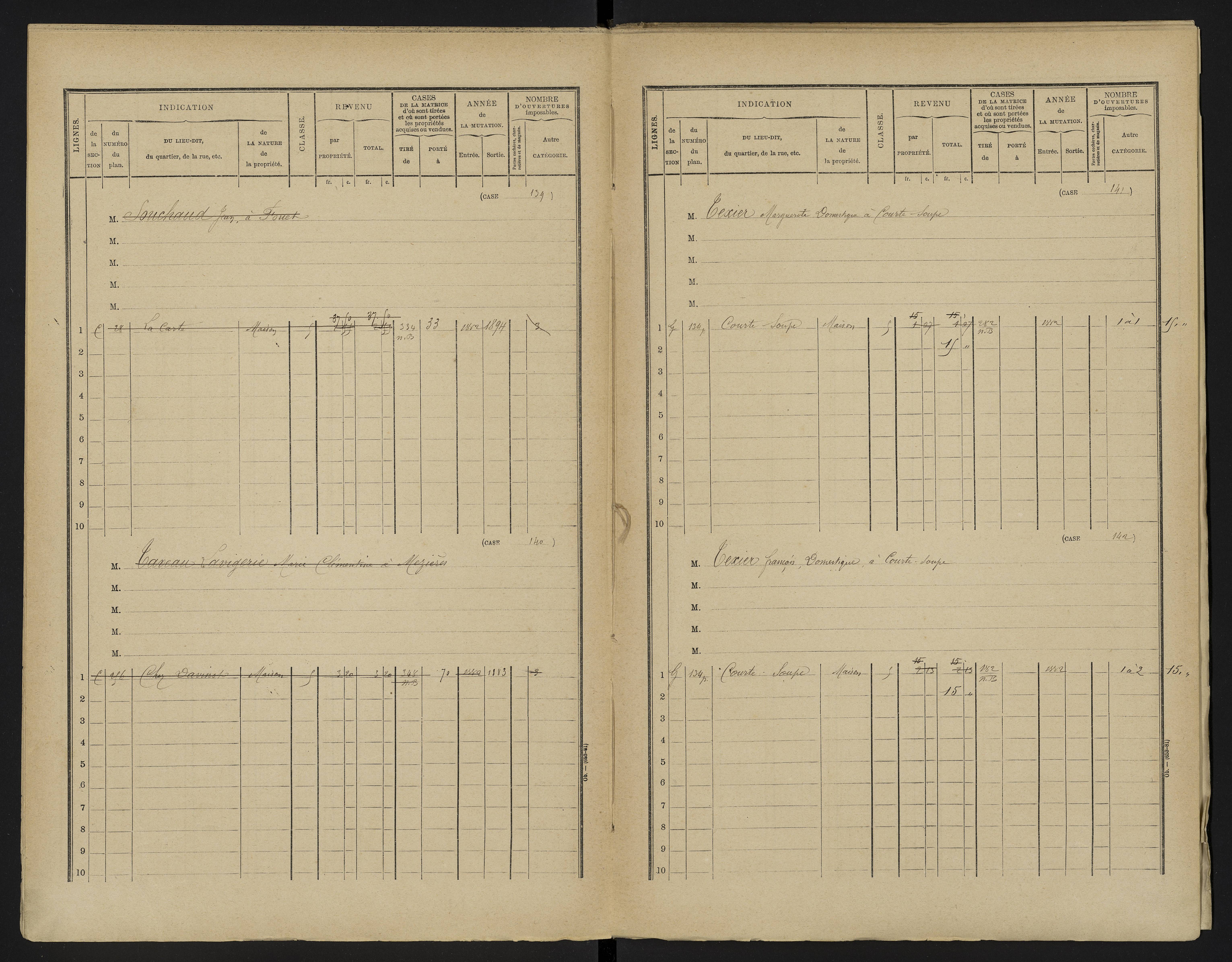Asnières-sur-Blour - FRAD086_cadastre Cases 1-192 