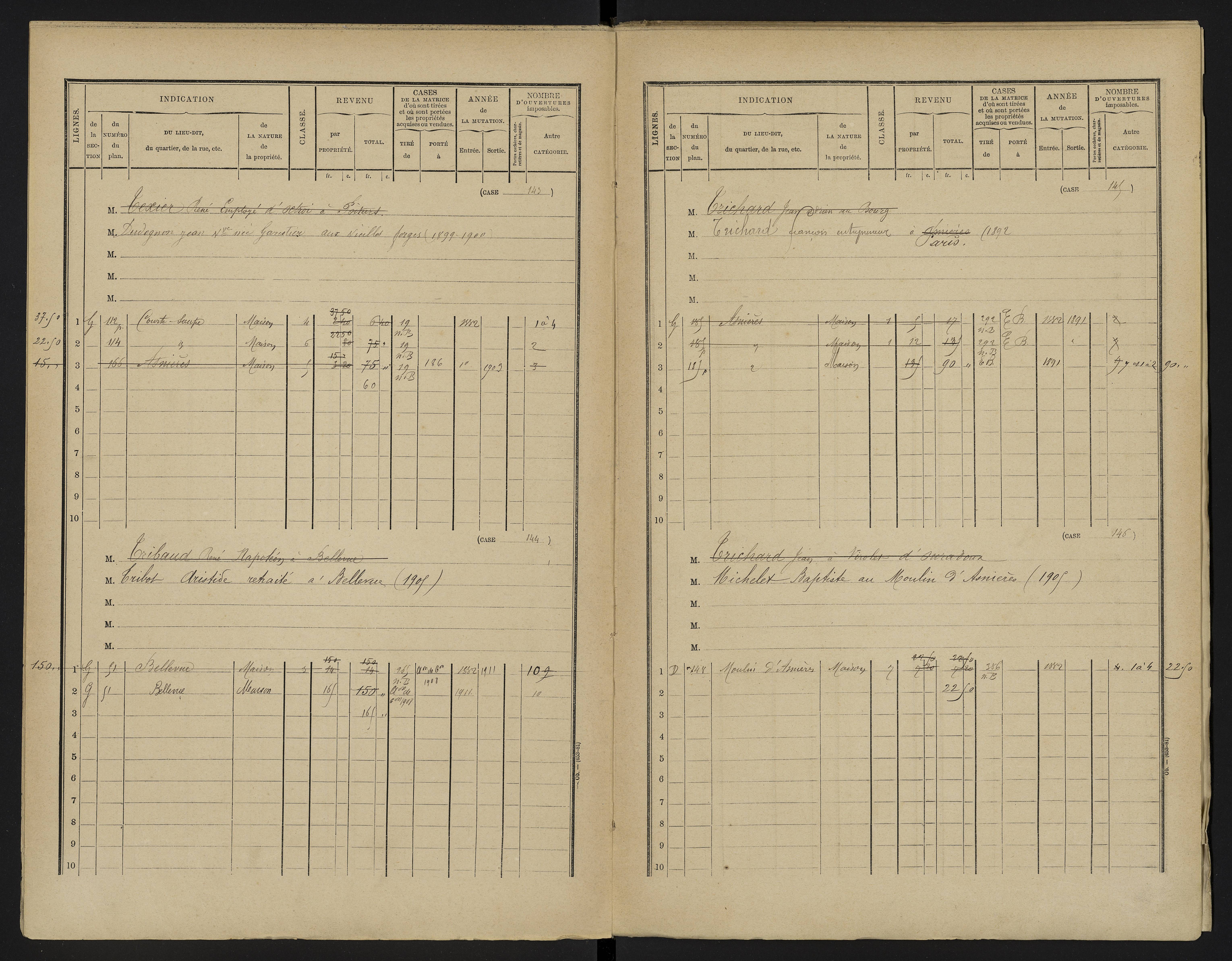 Asnières-sur-Blour - FRAD086_cadastre Cases 1-192 