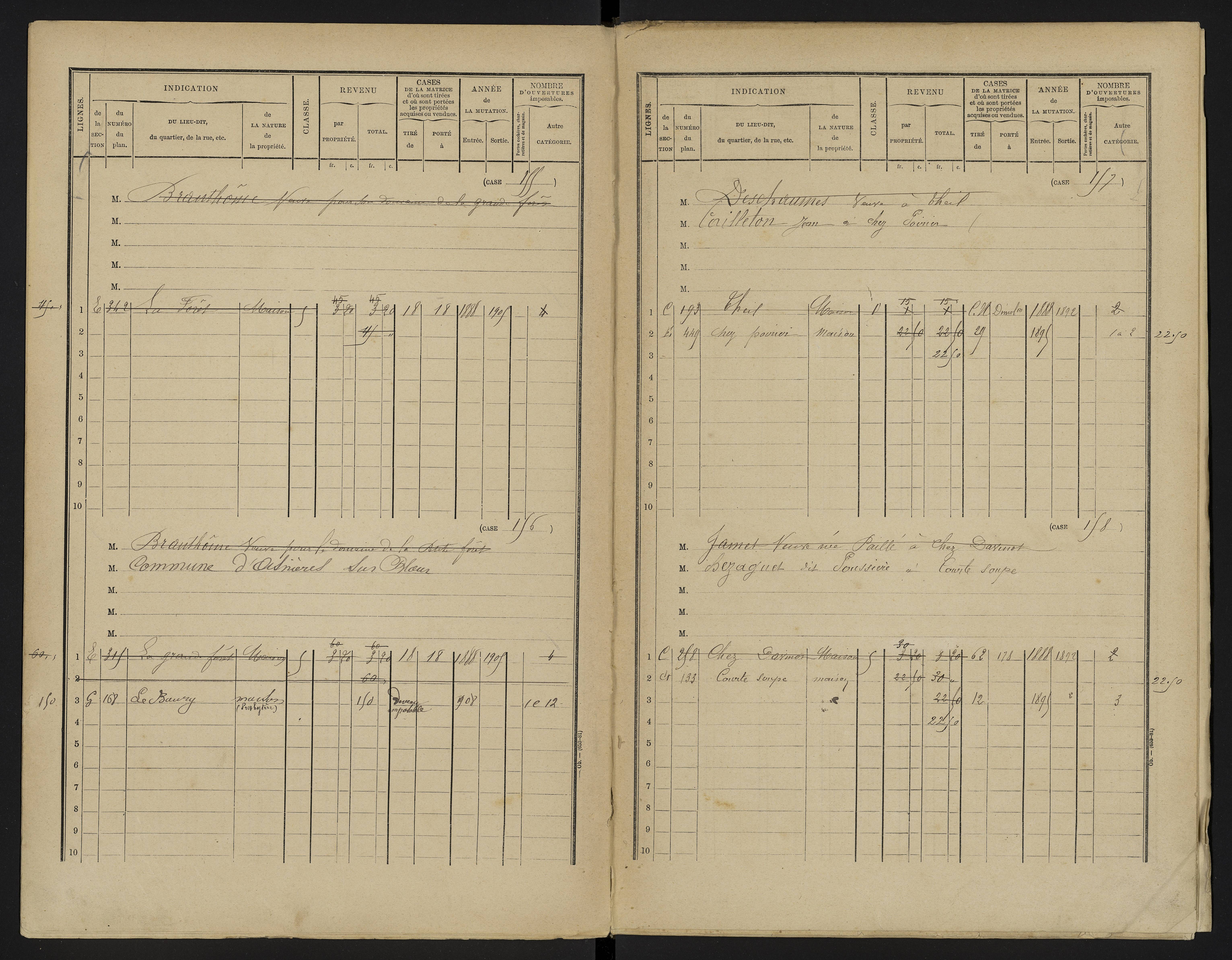Asnières-sur-Blour - FRAD086_cadastre Cases 1-192 