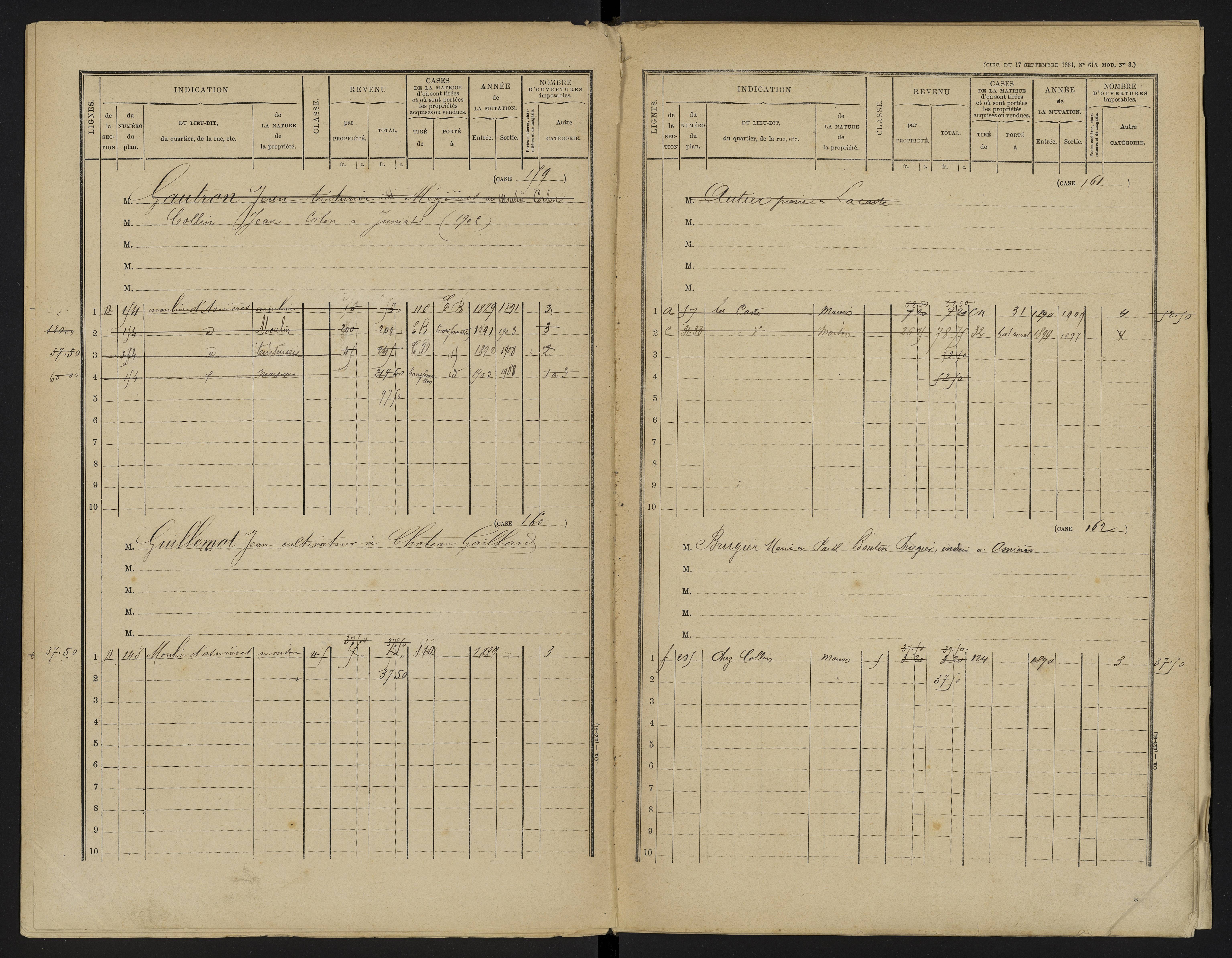 Asnières-sur-Blour - FRAD086_cadastre Cases 1-192 