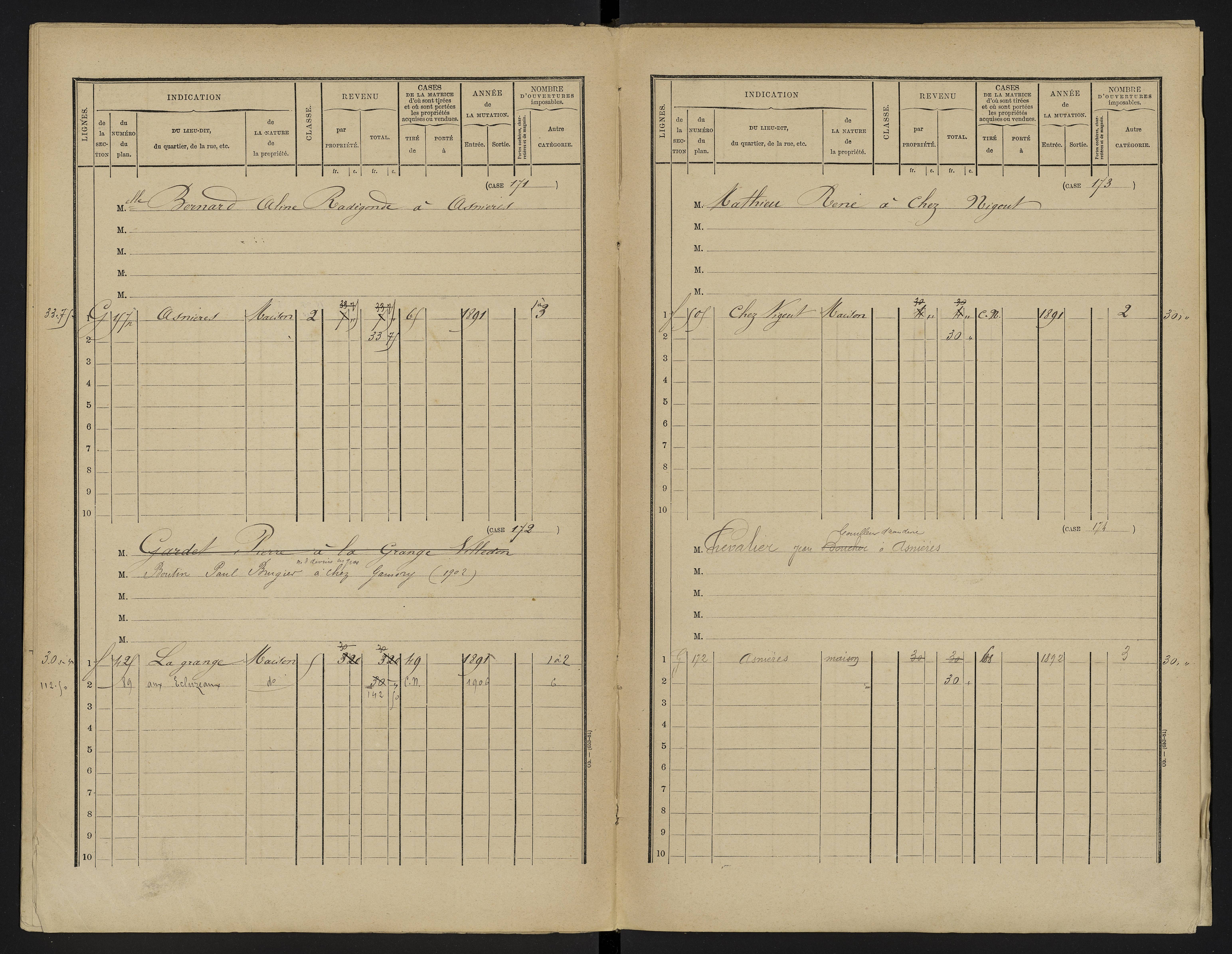 Asnières-sur-Blour - FRAD086_cadastre Cases 1-192 