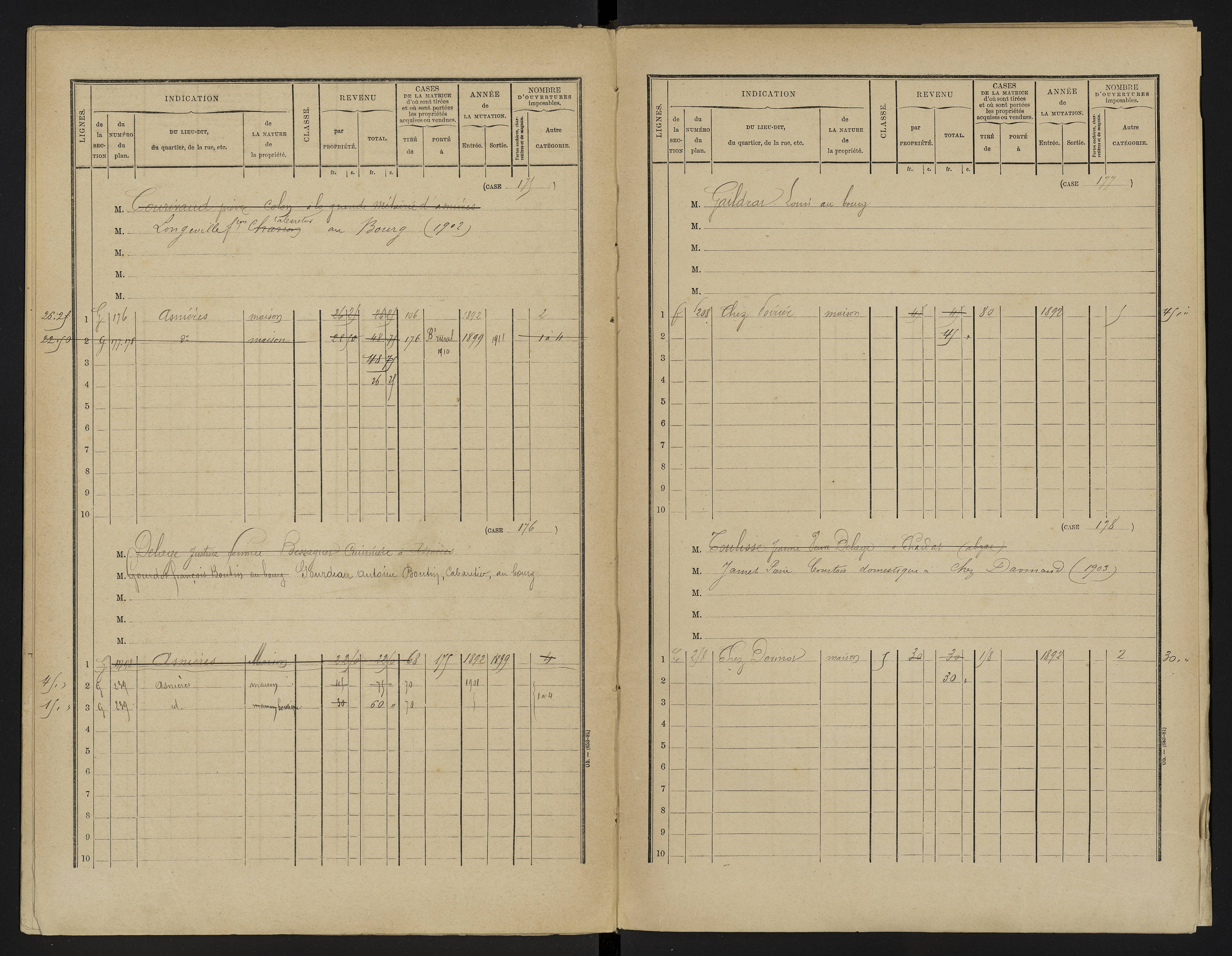 Asnières-sur-Blour - FRAD086_cadastre Cases 1-192 