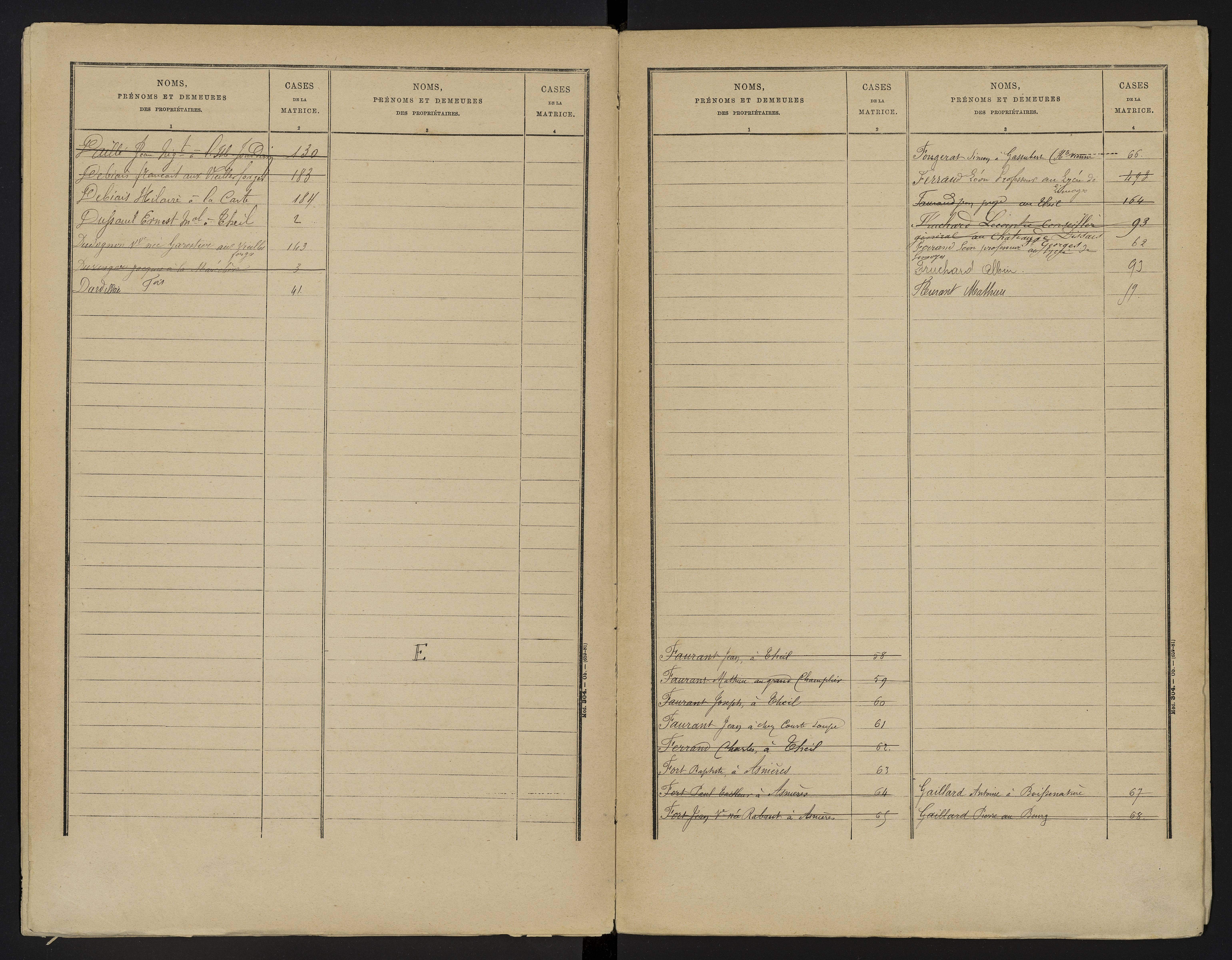 Asnières-sur-Blour - FRAD086_cadastre Cases 1-192 